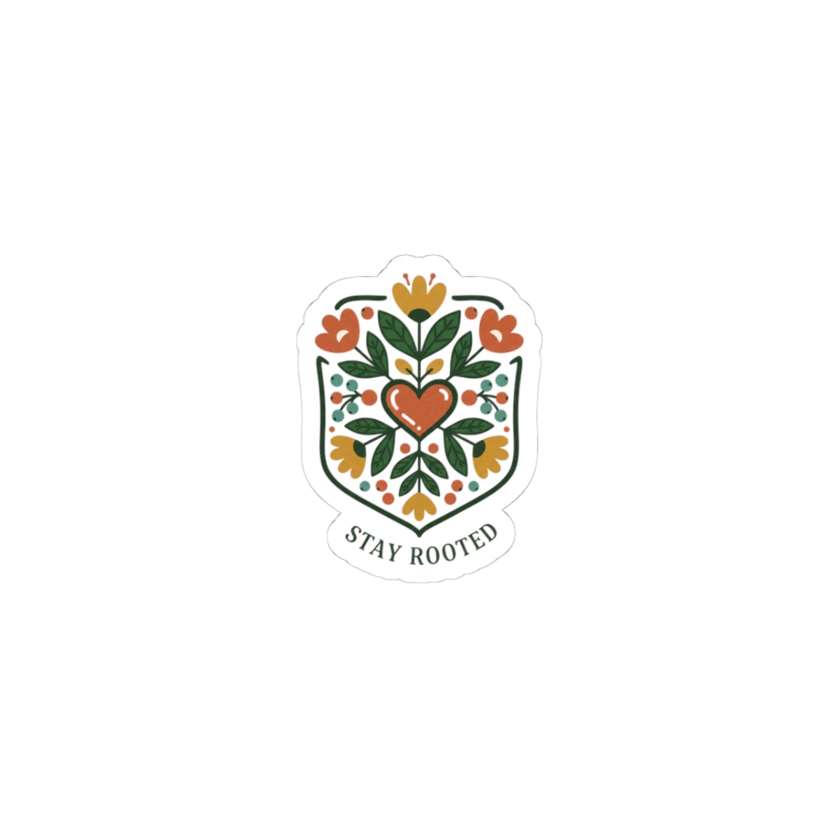 Stay Rooted Folk Botanical Sticker | hand drawn, embroidery style clover