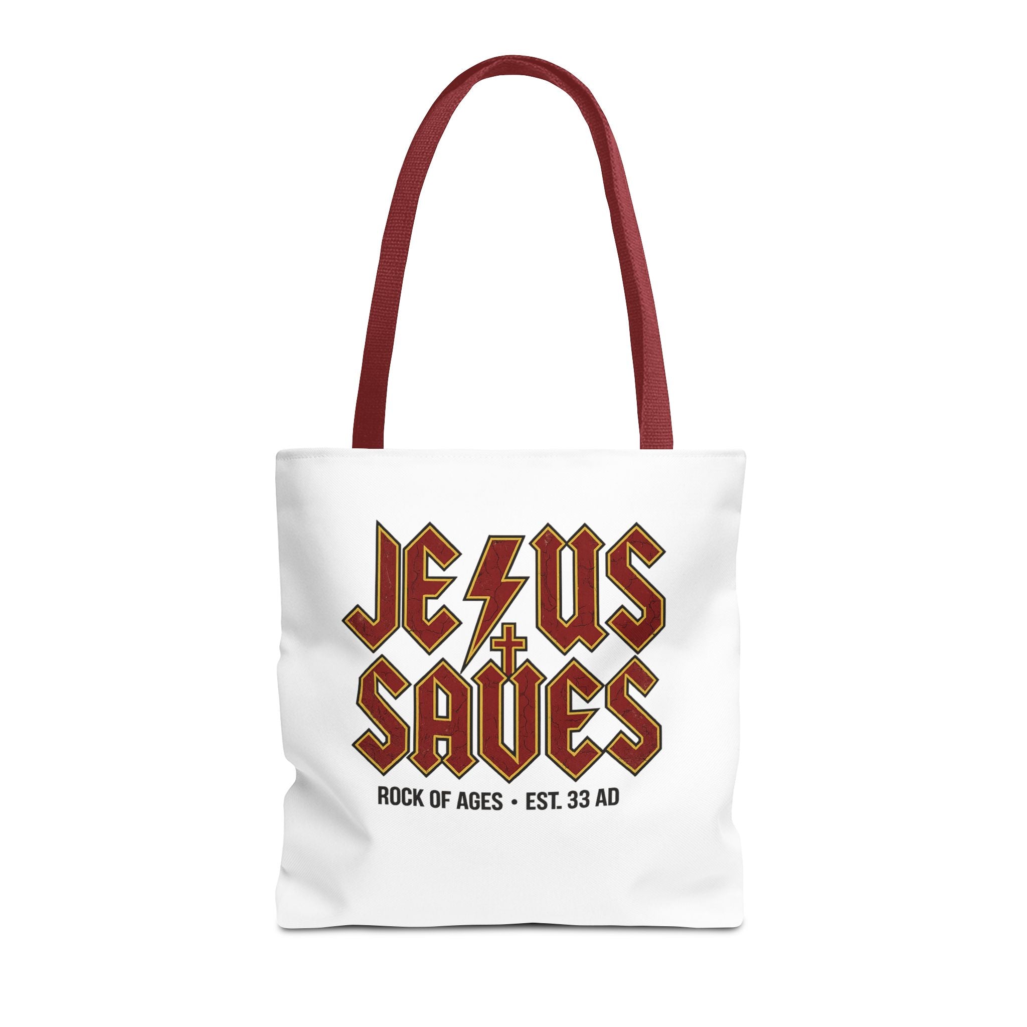Jesus Saves Tote Bag — Rock of Ages Vintage Christian Tote