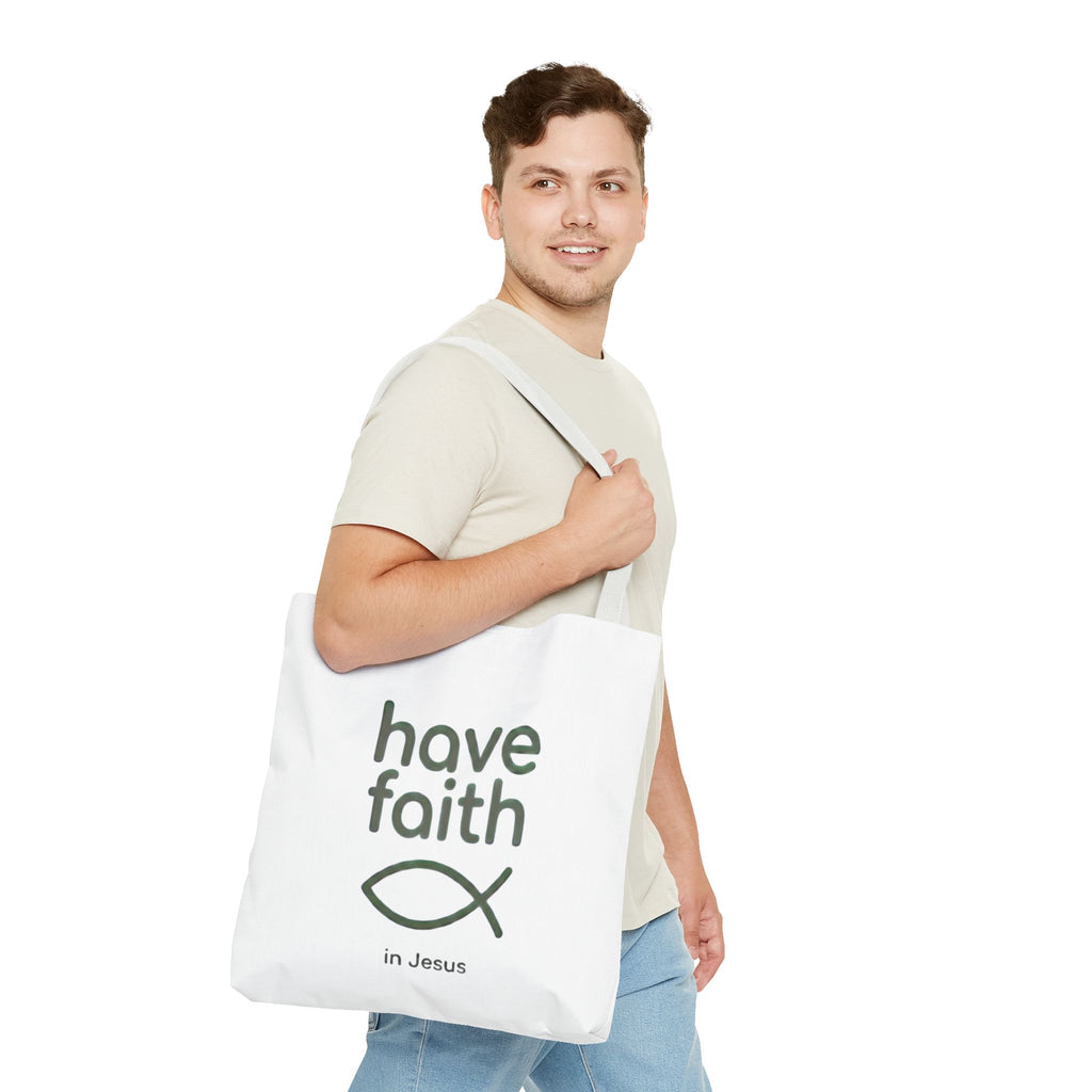 Have Faith in Jesus Tote Bag — Christian Fish Symbol Canvas Tote
