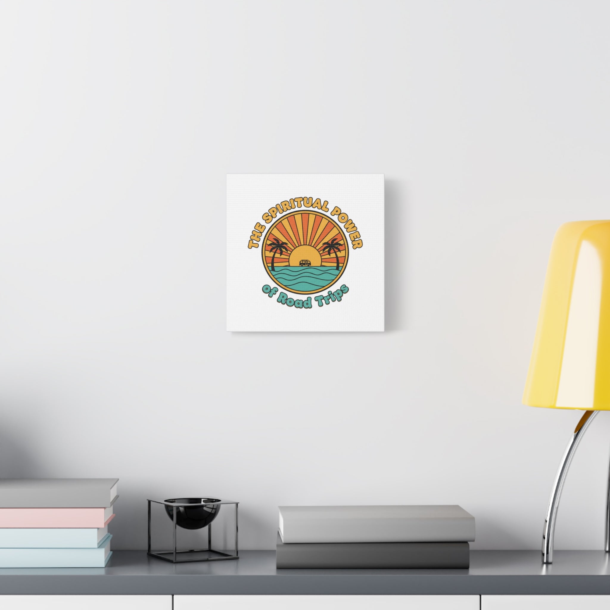 Spiritual Road Trips Canvas | 1970s Sunset Retro Palm Poster