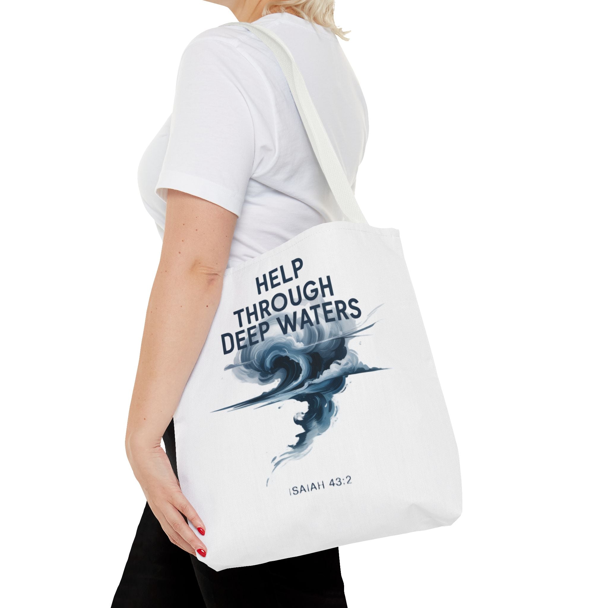 Tote — "Help Through Deep Waters" Inspirational Scripture Tote Bag (Isaiah 43:2)