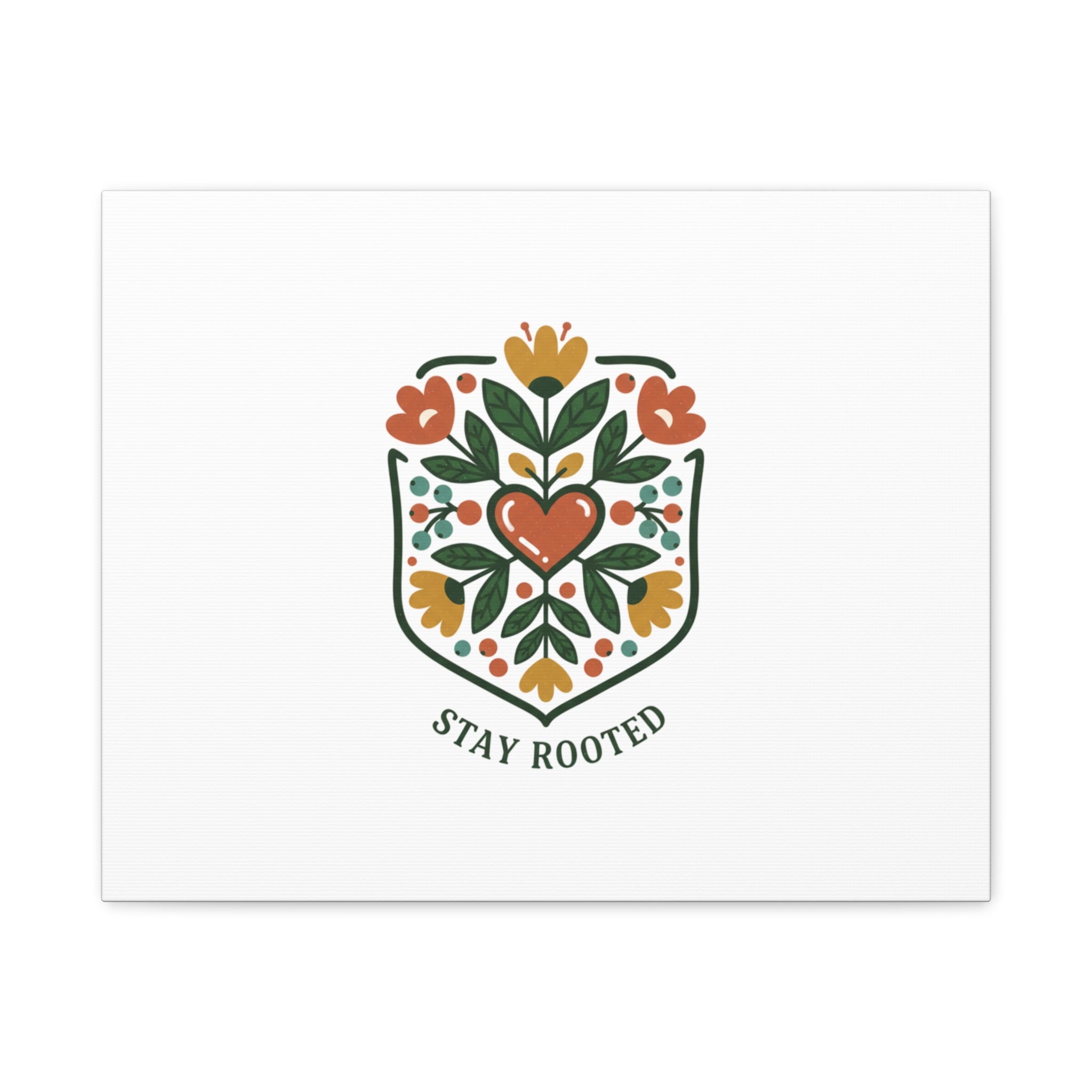 Stay Rooted Botanical Canvas — Hand-Drawn Folk Art Wall Print