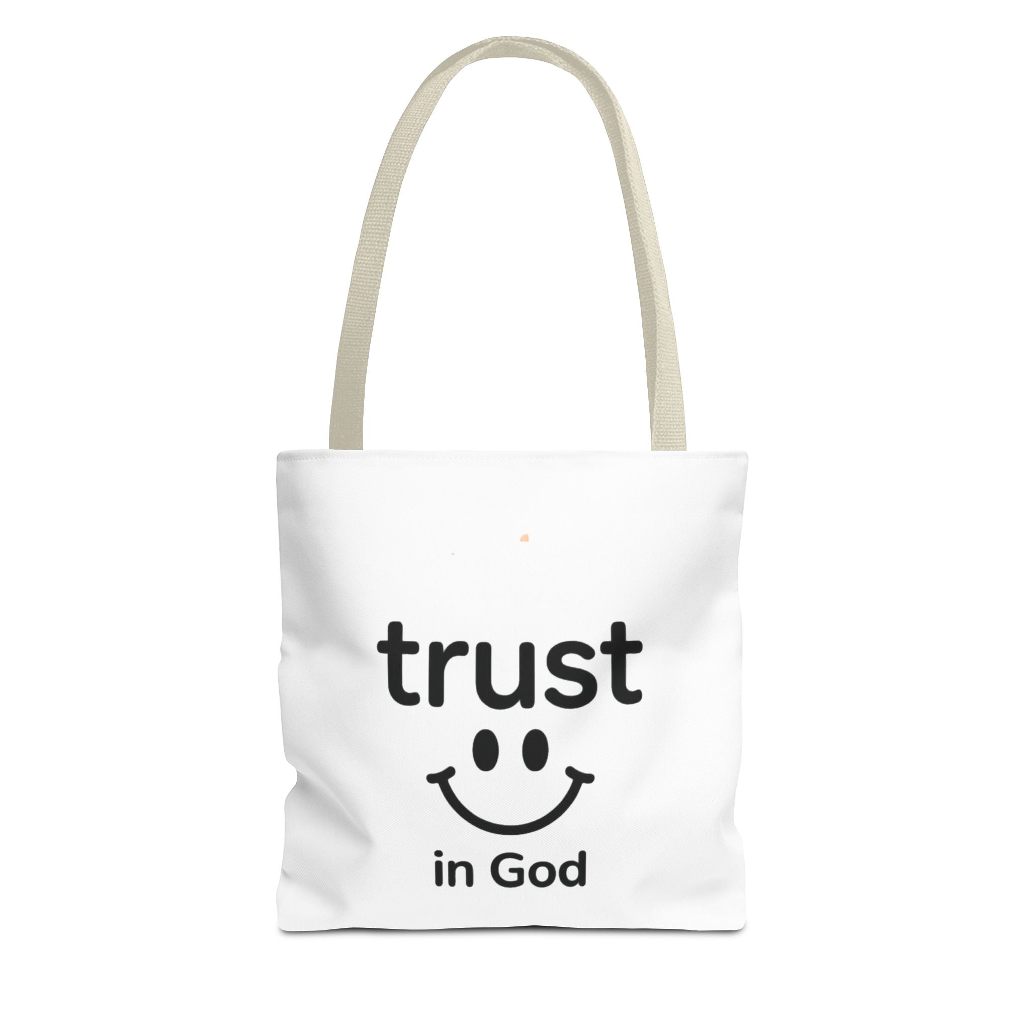 Faith Smile Tote Bag — "Trust in God" Inspirational Canvas Tote