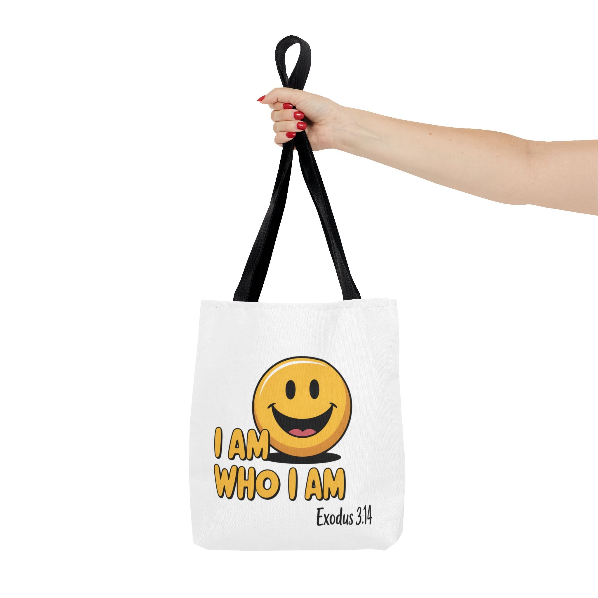 I Am Who I Am Tote Bag – Smiley Faith Design (Exodus 3:14)