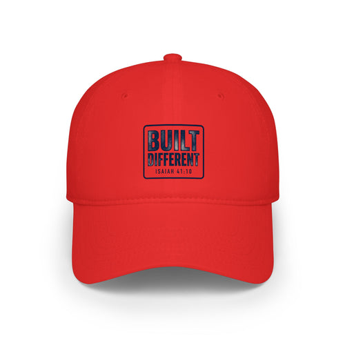 Built Different Baseball Cap — Low Profile Red Dad Hat with 'Built Different' Patch