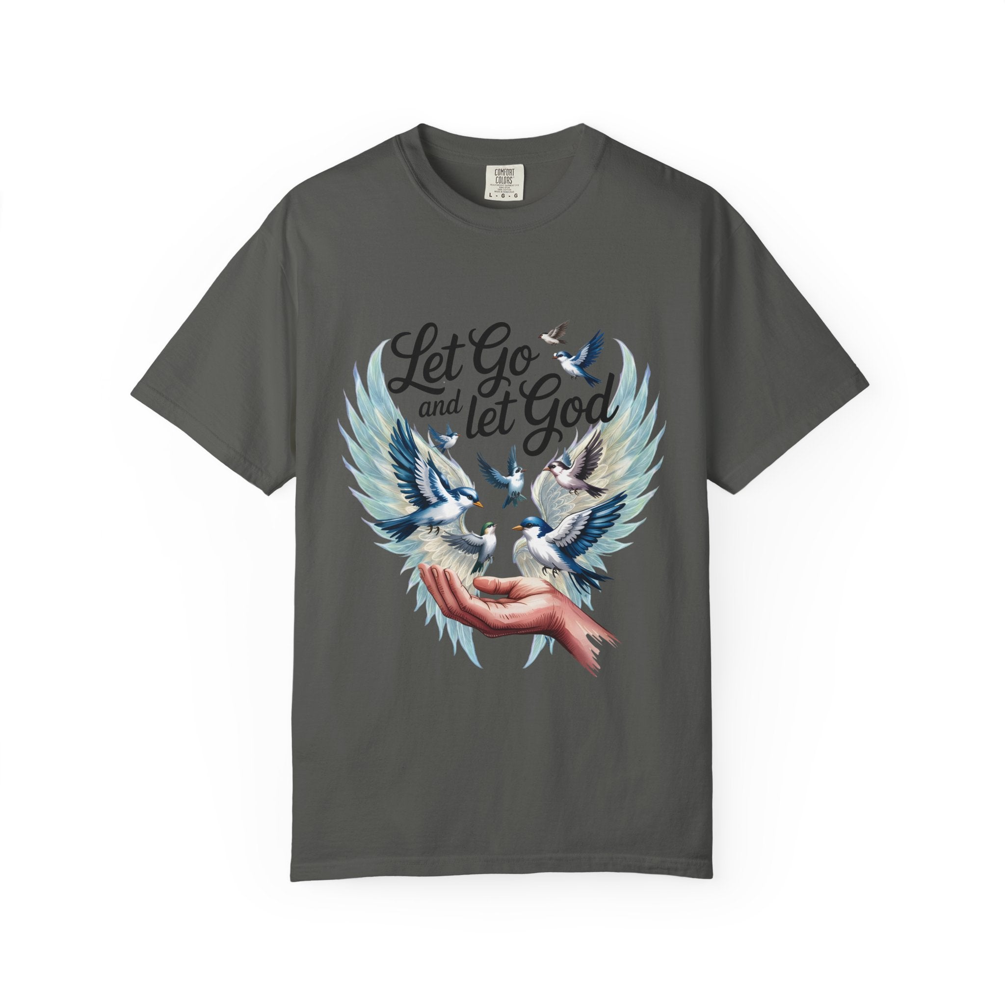Angel Wings Graphic T-Shirt — Pastel Blue Feather Back Print