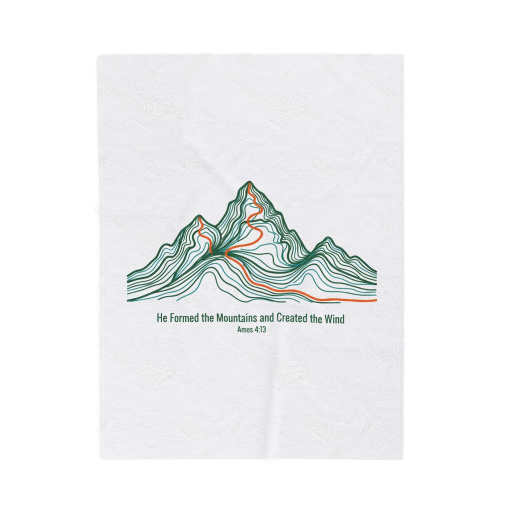He Formed the Mountains Contour Design Blanket | topographic map print, contour line