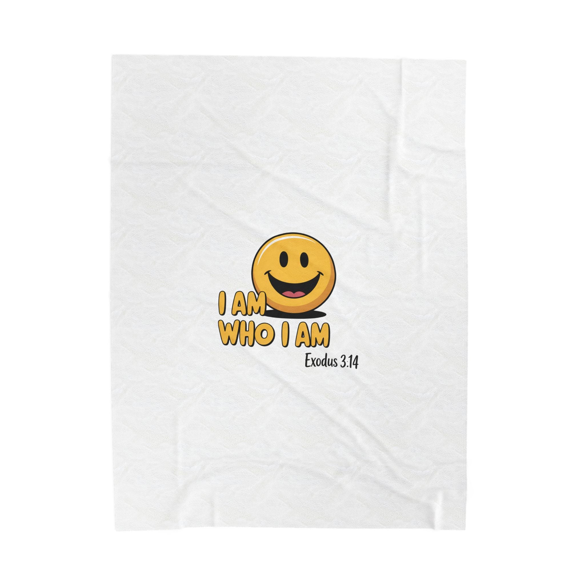 Plush Blanket — "I Am Who I Am" Smiley Bible Verse (Exodus 3:14)