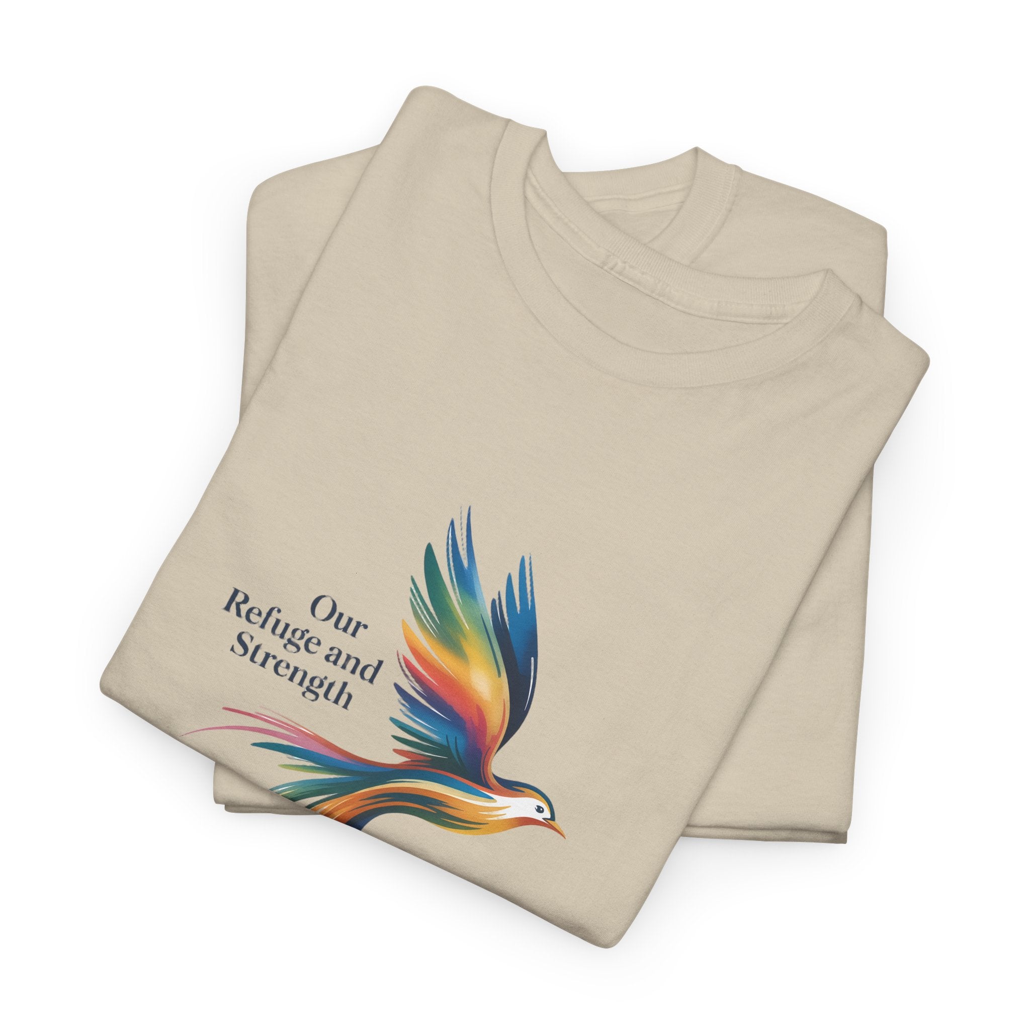 Psalm Bird Tee — "Our Refuge and Our Strength" Christian T-Shirt