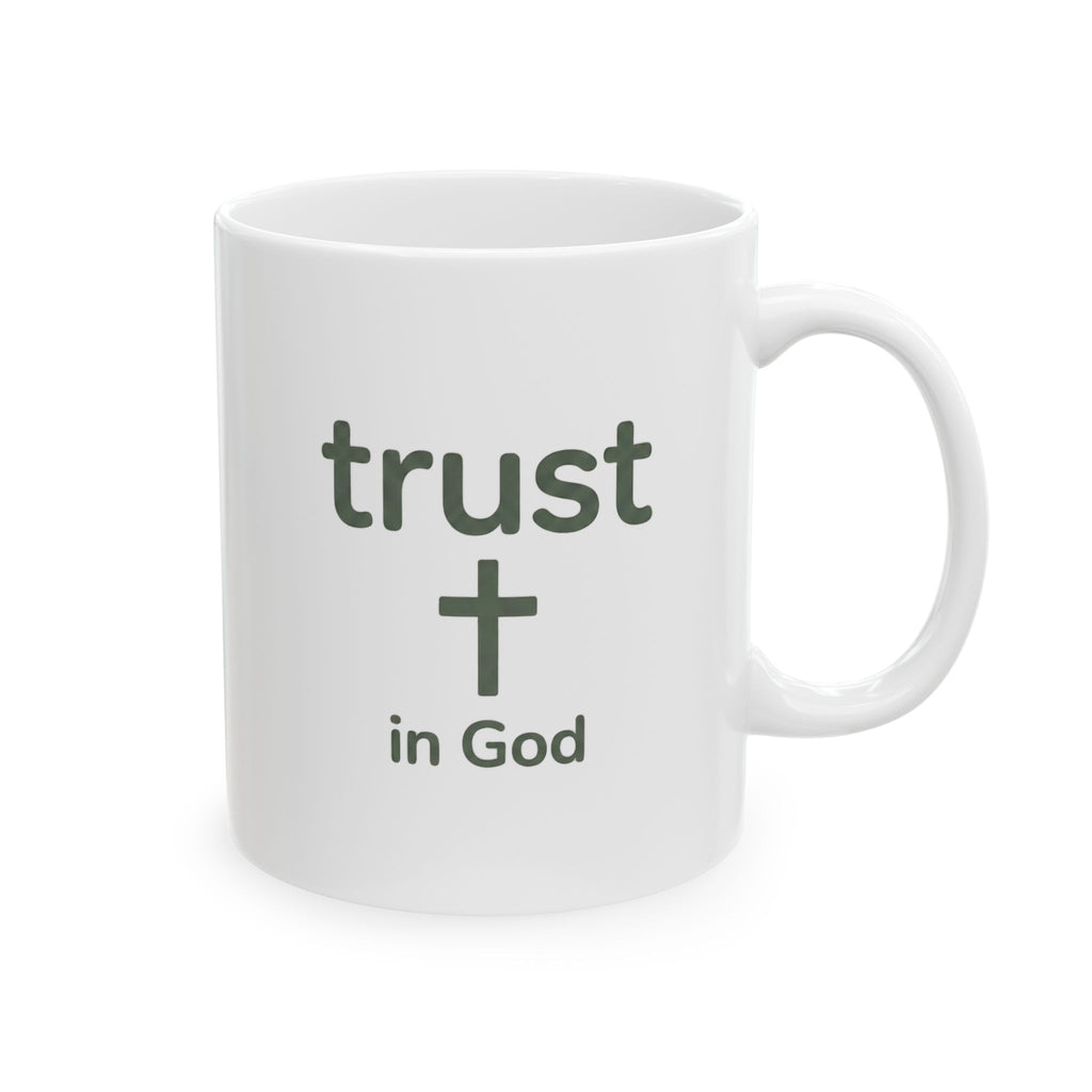 Trust in God Cross Mug — Minimalist Christian Coffee Cup