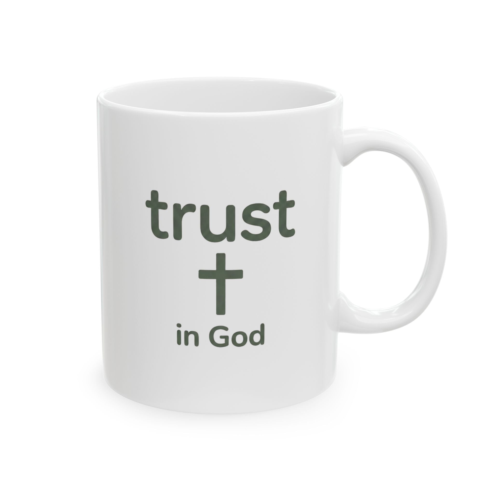 Trust in God Cross Mug — Minimalist Christian Coffee Cup