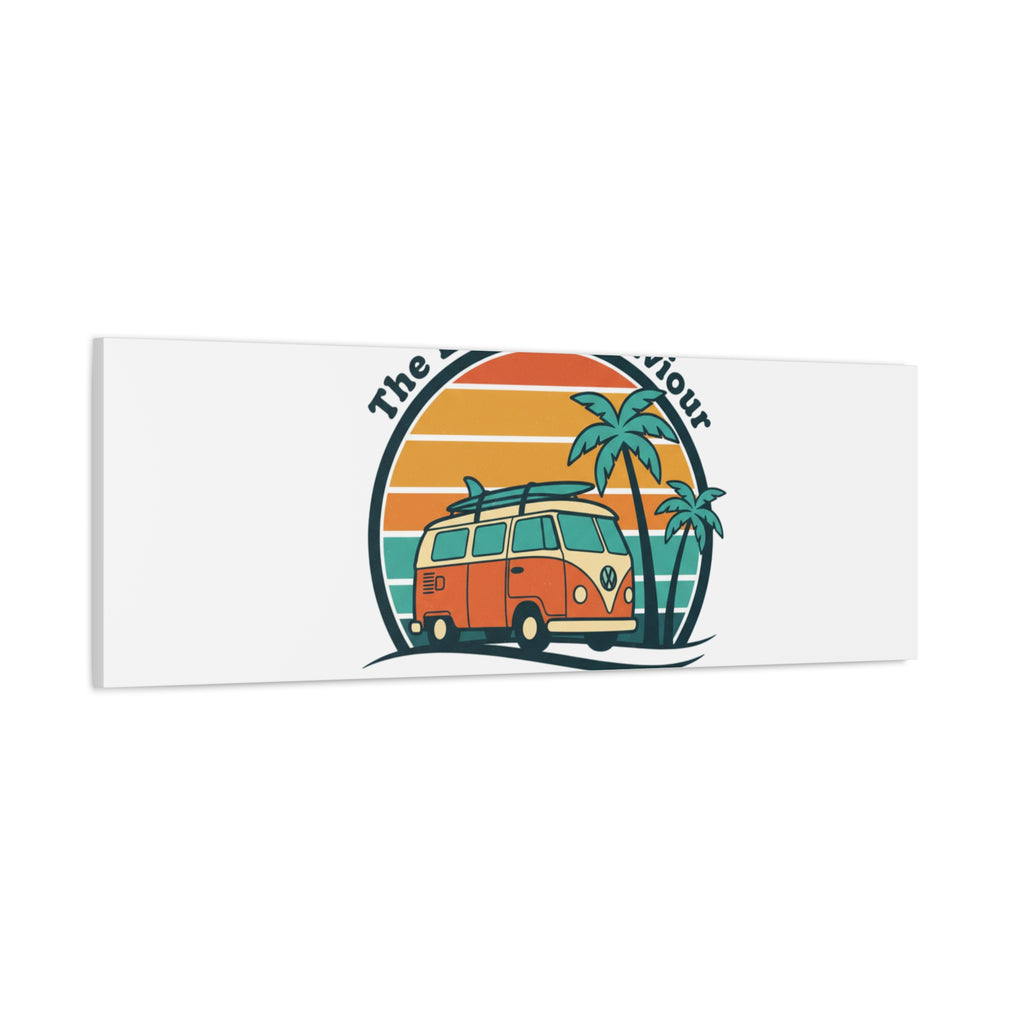 The Lord our Saviour, Retro Surf Sunset Canvas | 70s Van Palm Postcard, Analog Sunshine Aesthetic