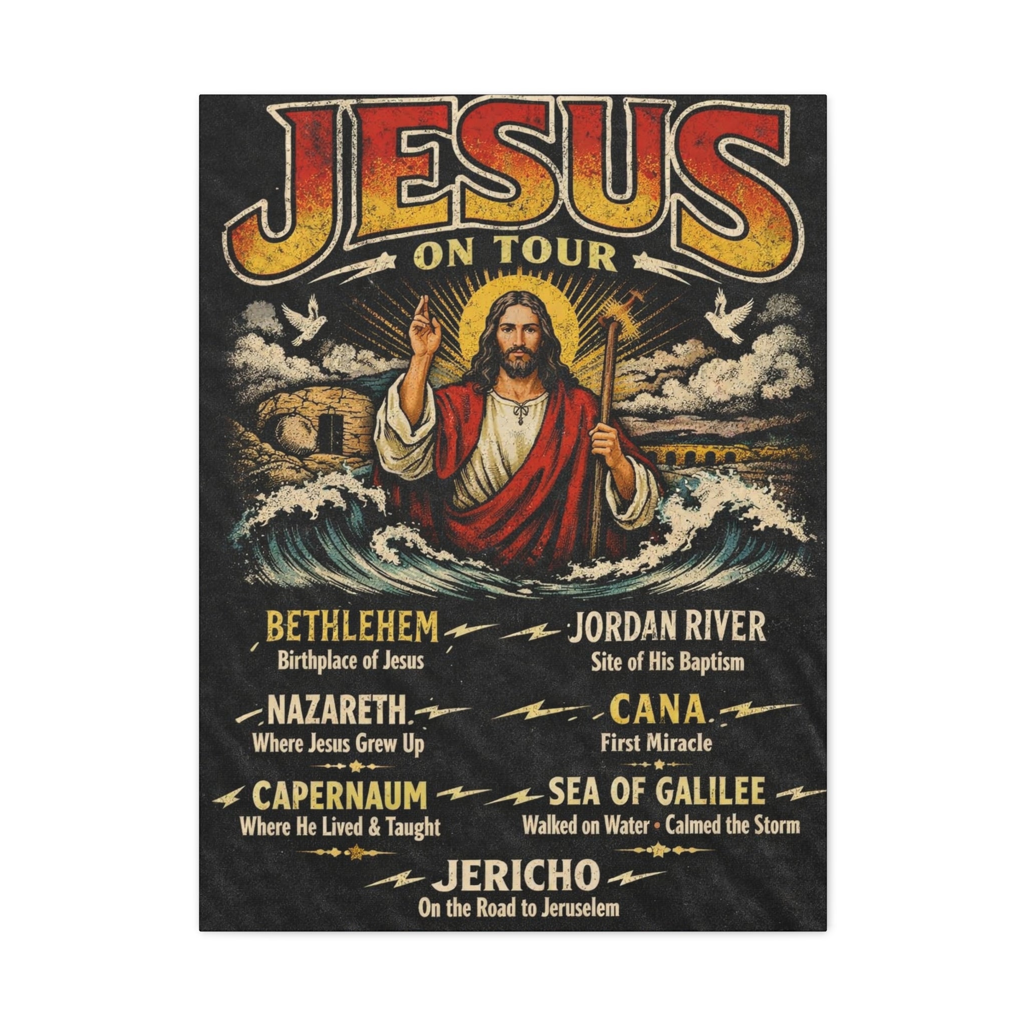 Jesus on tour Christian Canvas Wall Art — Minimal Heart Quote Stretched Matte Canvas