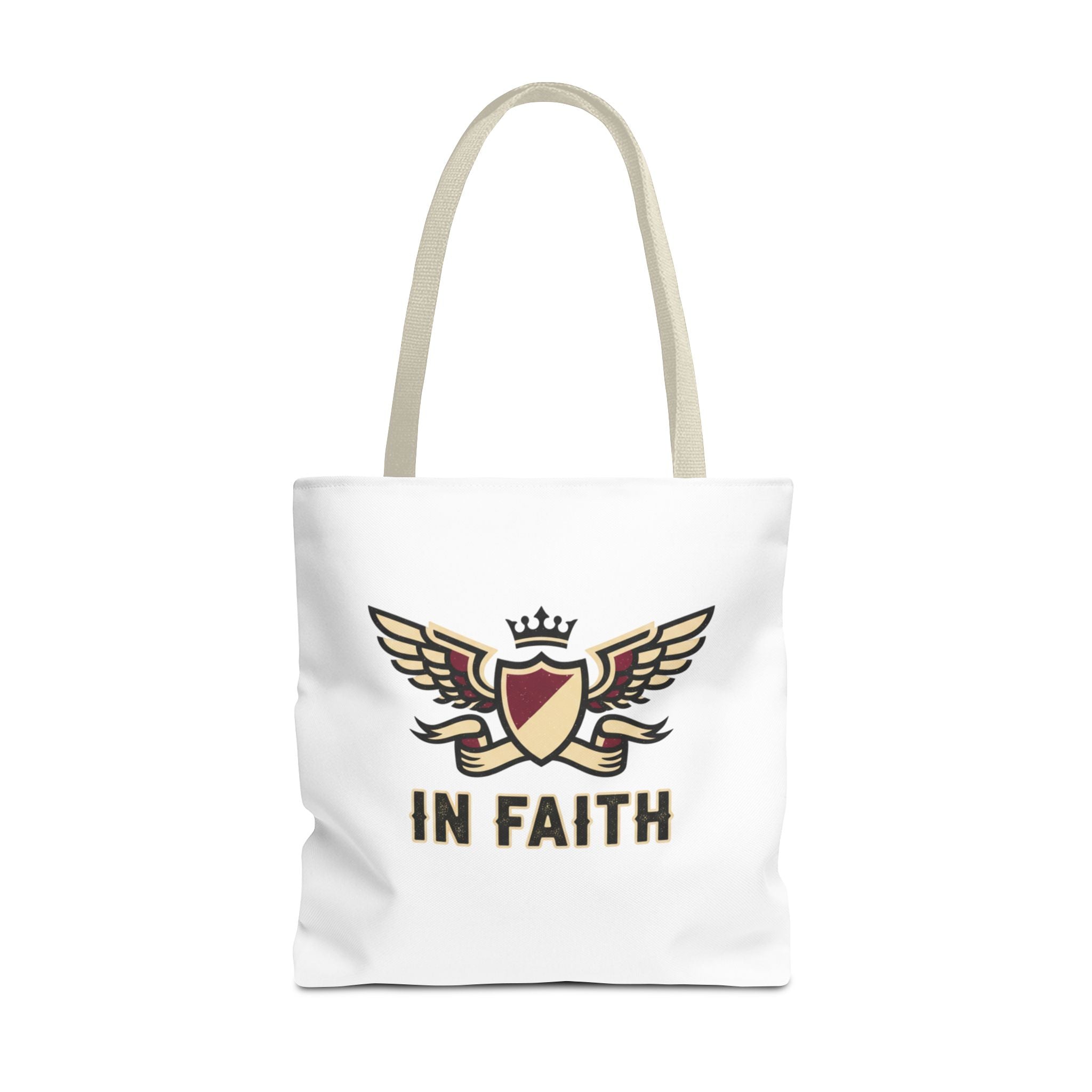 Faith Crest Tote Bag — "In Faith" Winged Shield Everyday Carry