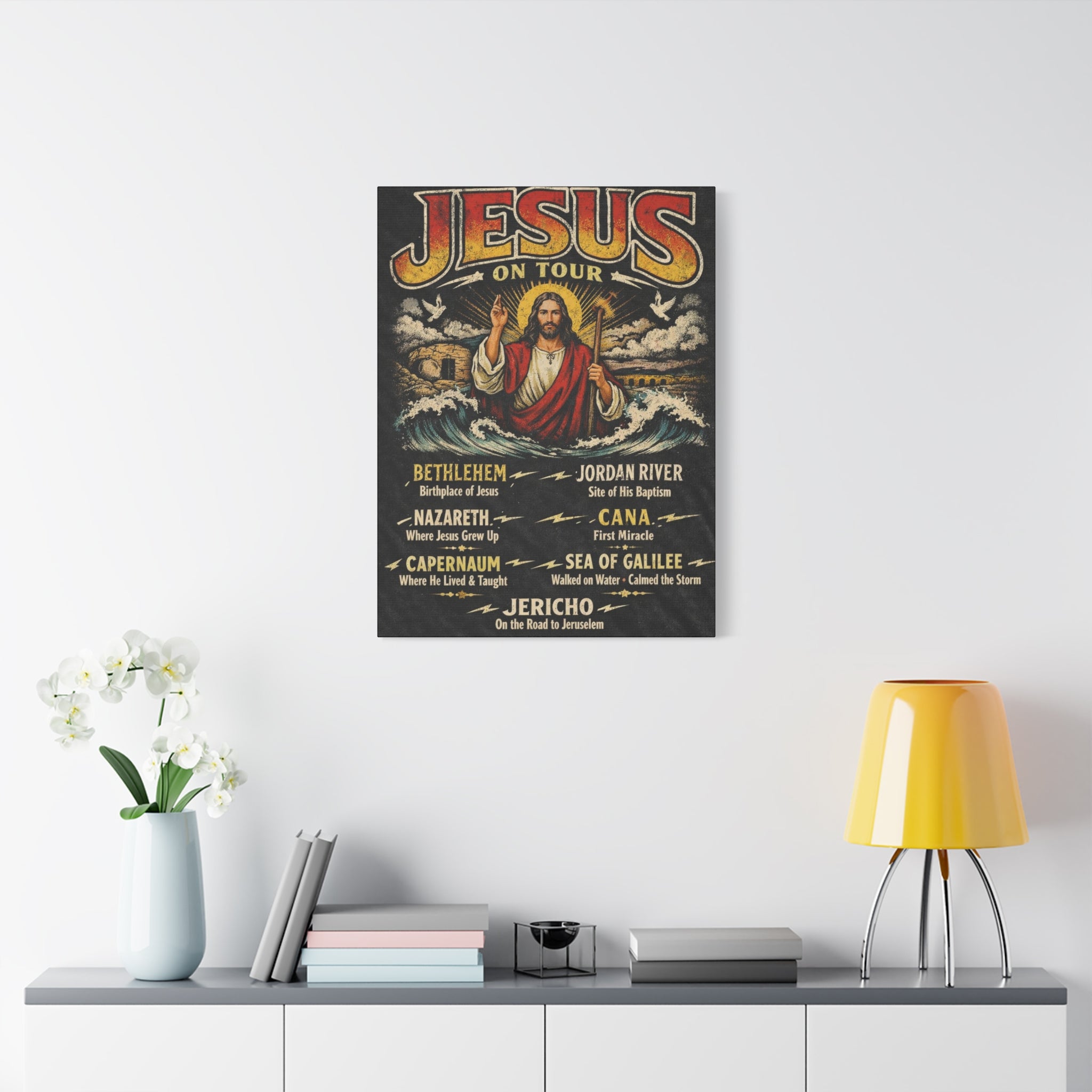 Jesus on tour Christian Canvas Wall Art — Minimal Heart Quote Stretched Matte Canvas