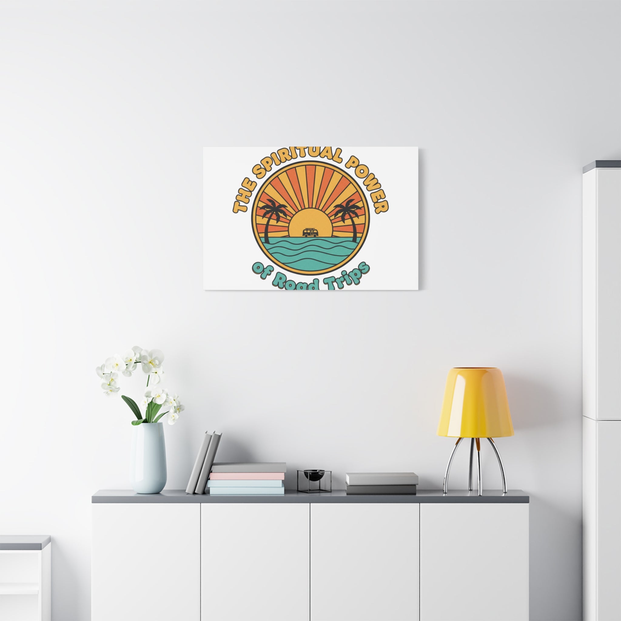 Spiritual Road Trips Canvas | 1970s Sunset Retro Palm Poster