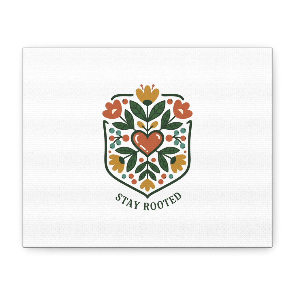 Stay Rooted Botanical Canvas — Hand-Drawn Folk Art Wall Print