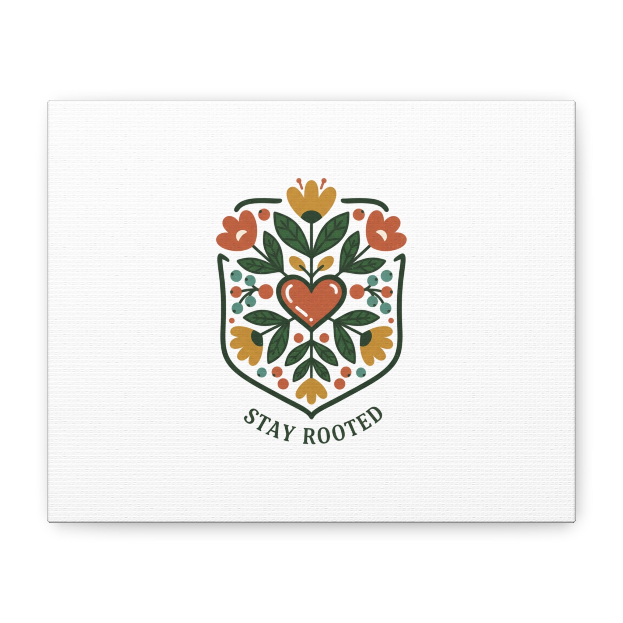 Stay Rooted Botanical Canvas — Hand-Drawn Folk Art Wall Print