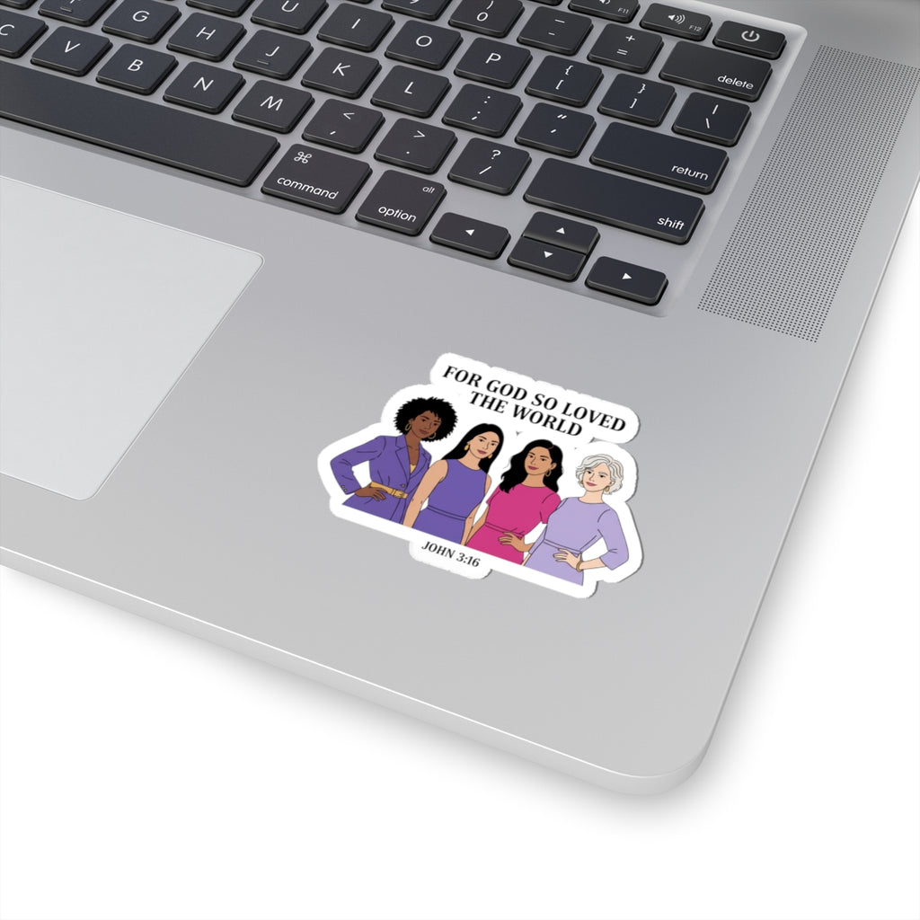 For God So Loved the World Cut Sticker | IWD feminist slogan, equality design