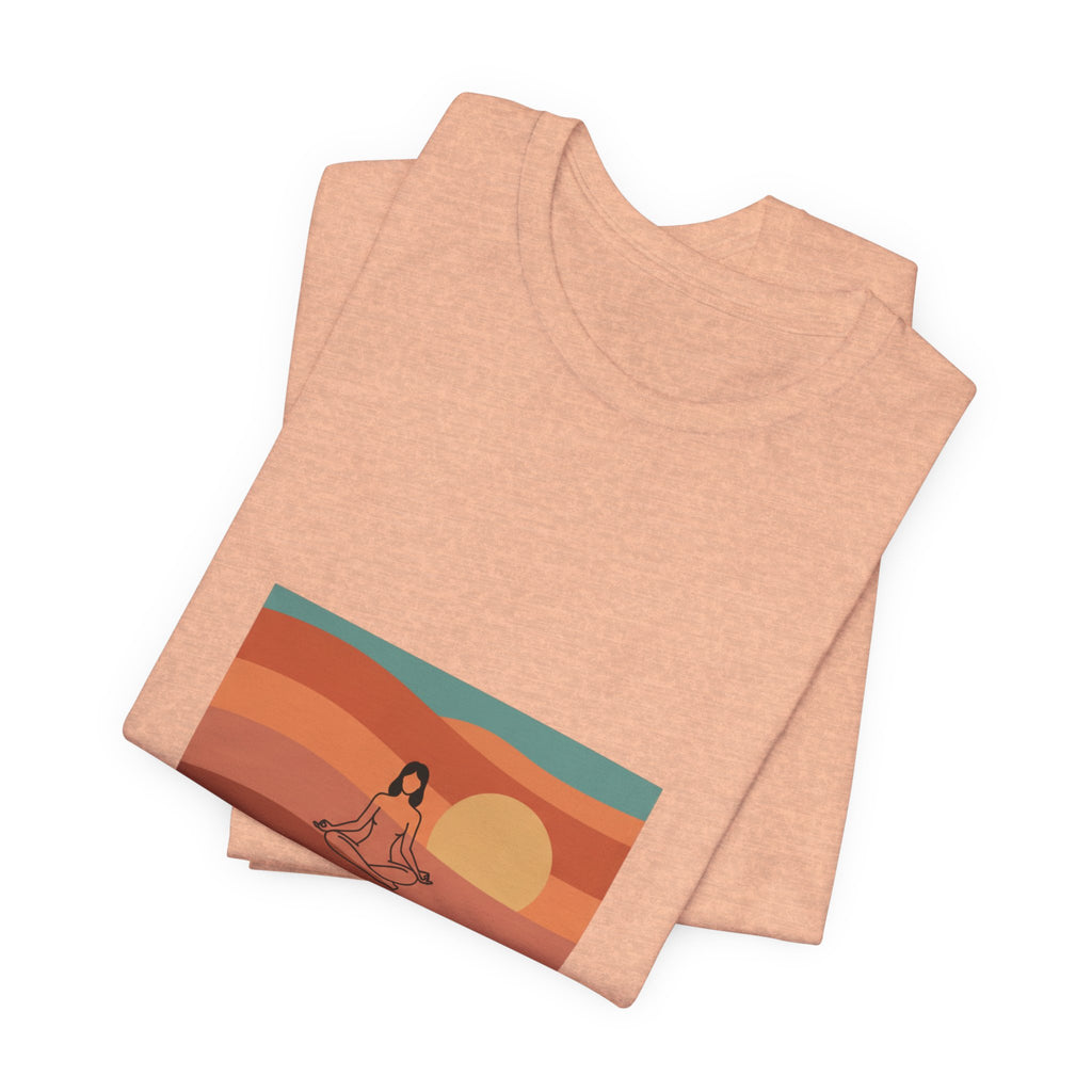 God's Creation Sunset Yoga T-Shirt — Retro Minimalist Spiritual Tee