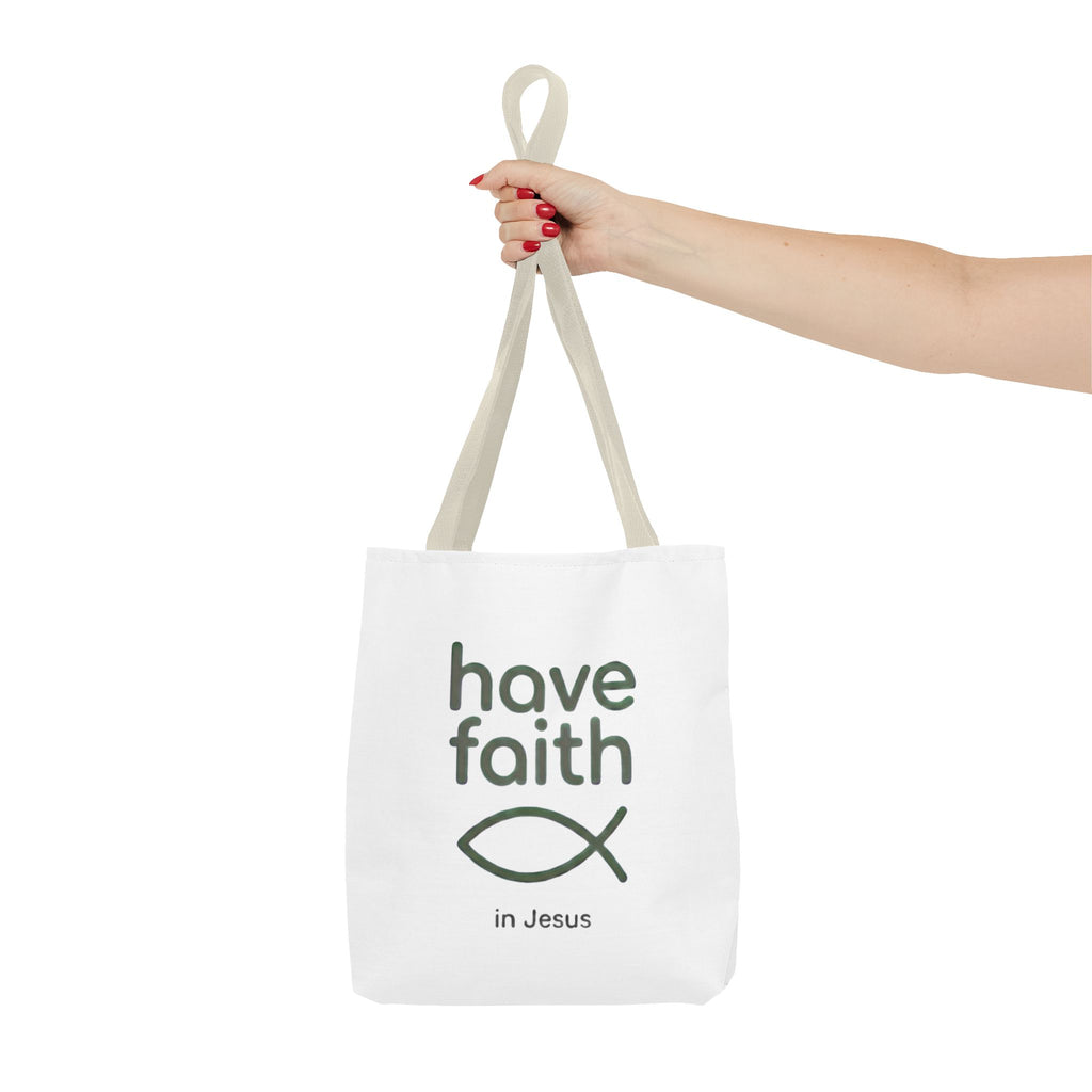 Have Faith in Jesus Tote Bag — Christian Fish Symbol Canvas Tote