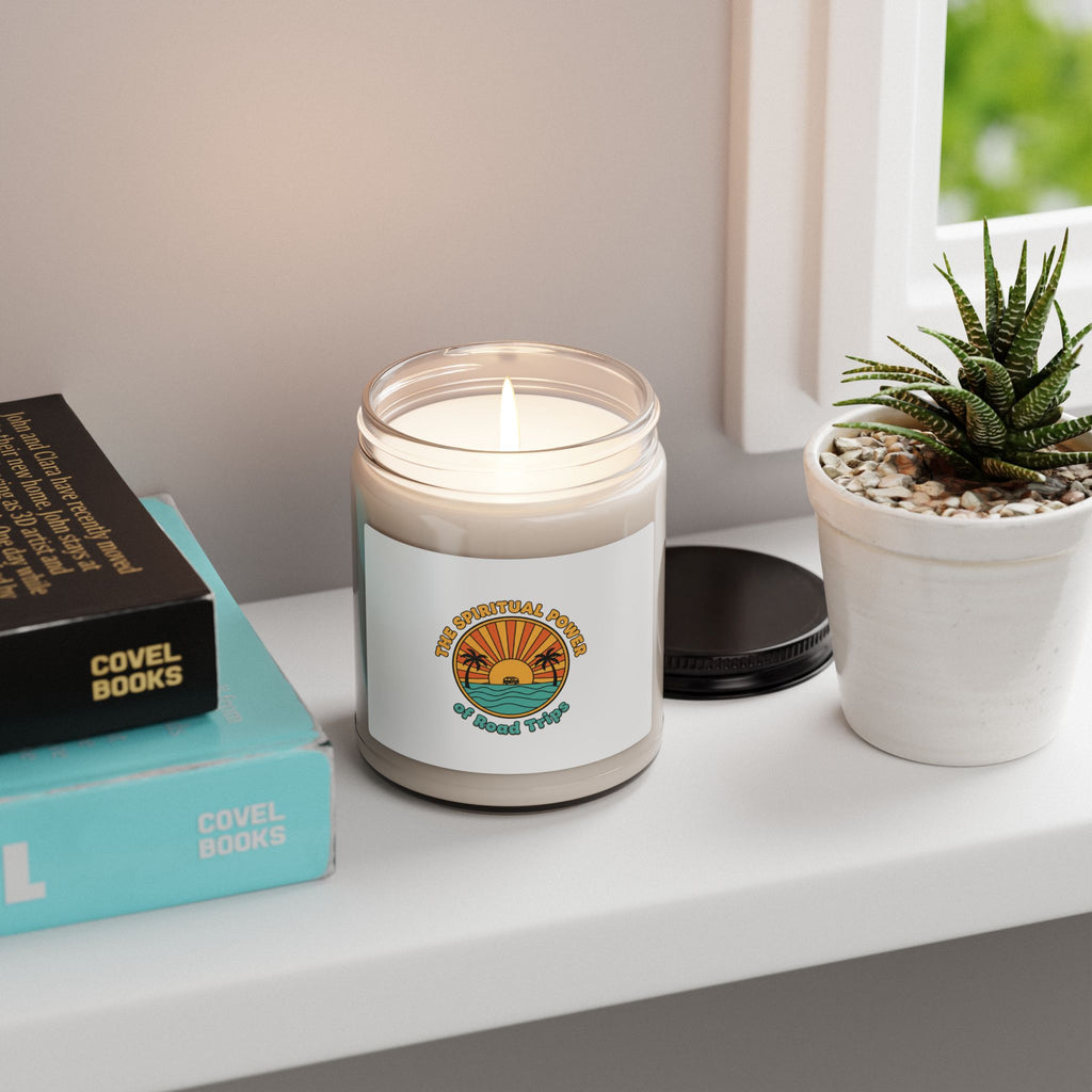 70s Sunset Palm Candle | Soy Jar, Retro Vintage Palm Golden Hour Design