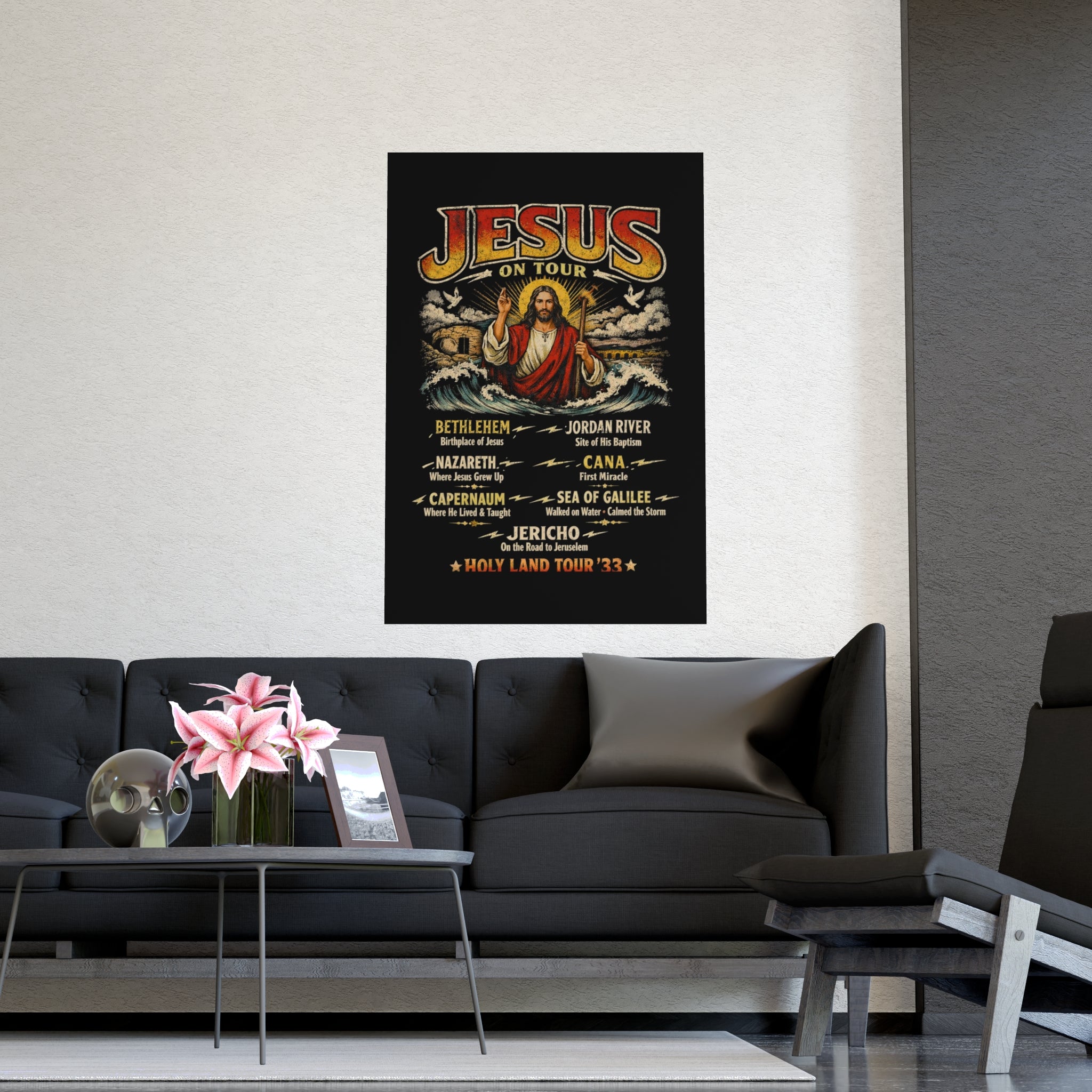 Jesus on Tour Matte Poster — Christian Map Tour Art (Places Jesus Visited)