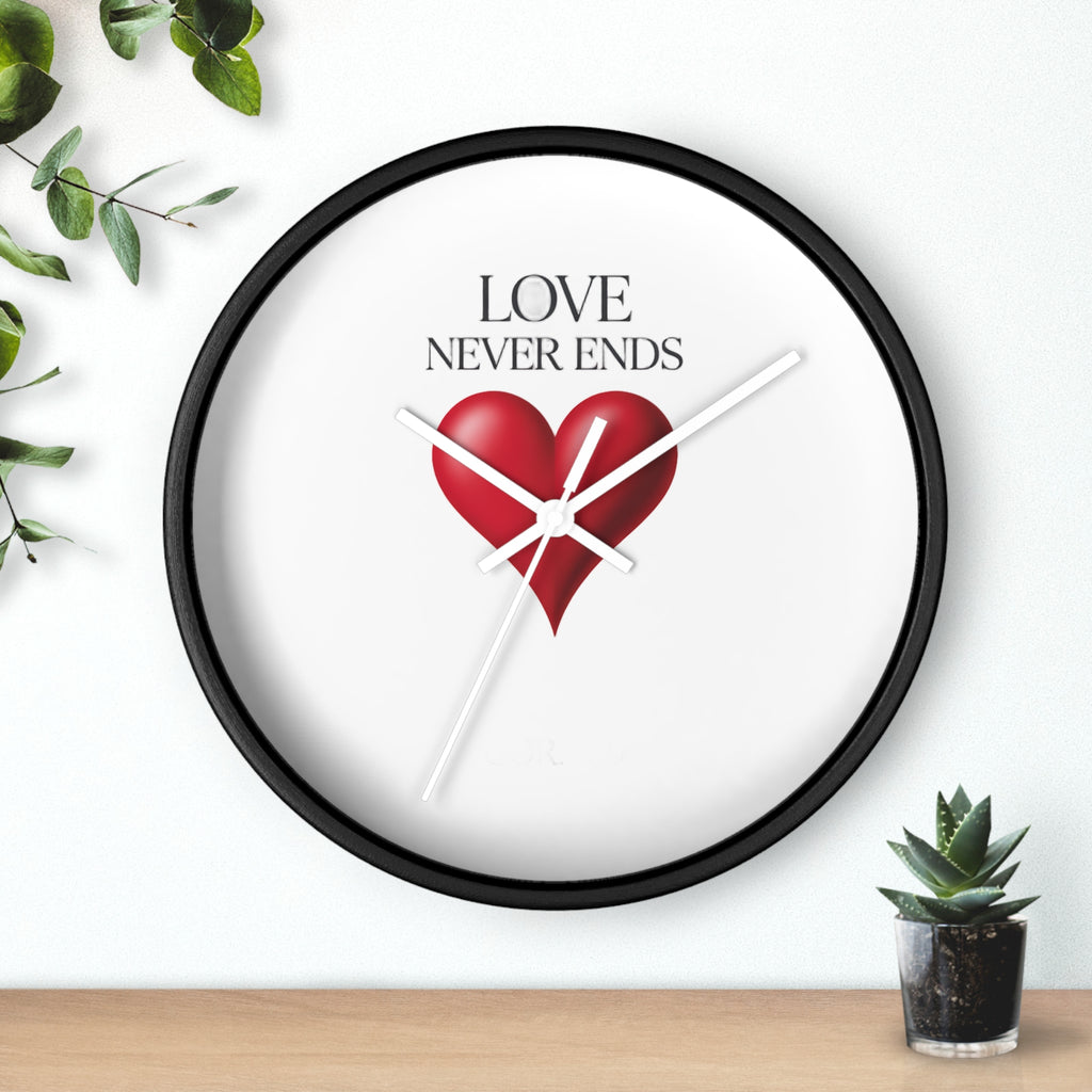 Wall Clock — "Love Never Ends" Heart Decorative Wall Clock | Romantic Home Decor, Valentine’s Day Gift
