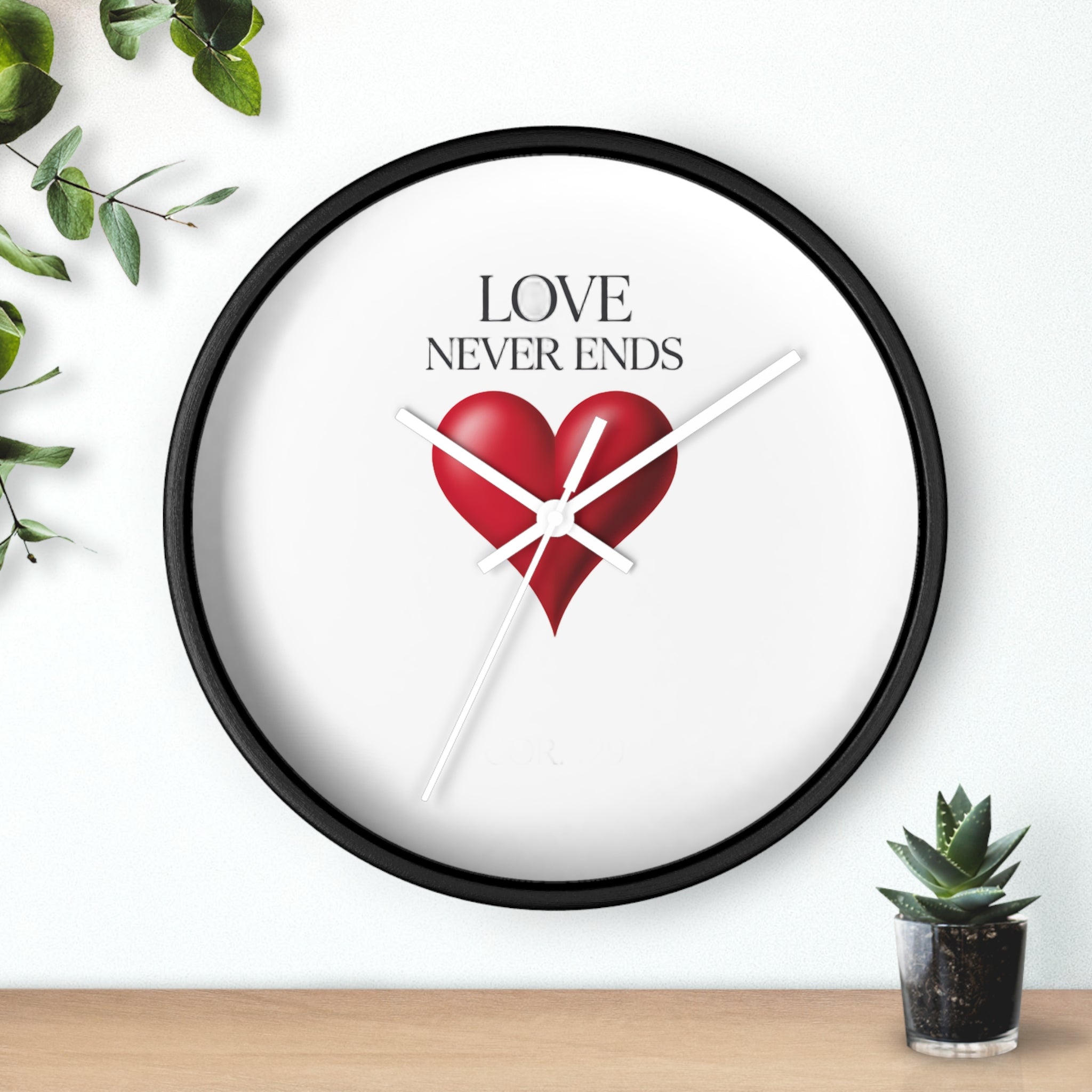 Wall Clock — "Love Never Ends" Heart Decorative Wall Clock | Romantic Home Decor, Valentine’s Day Gift