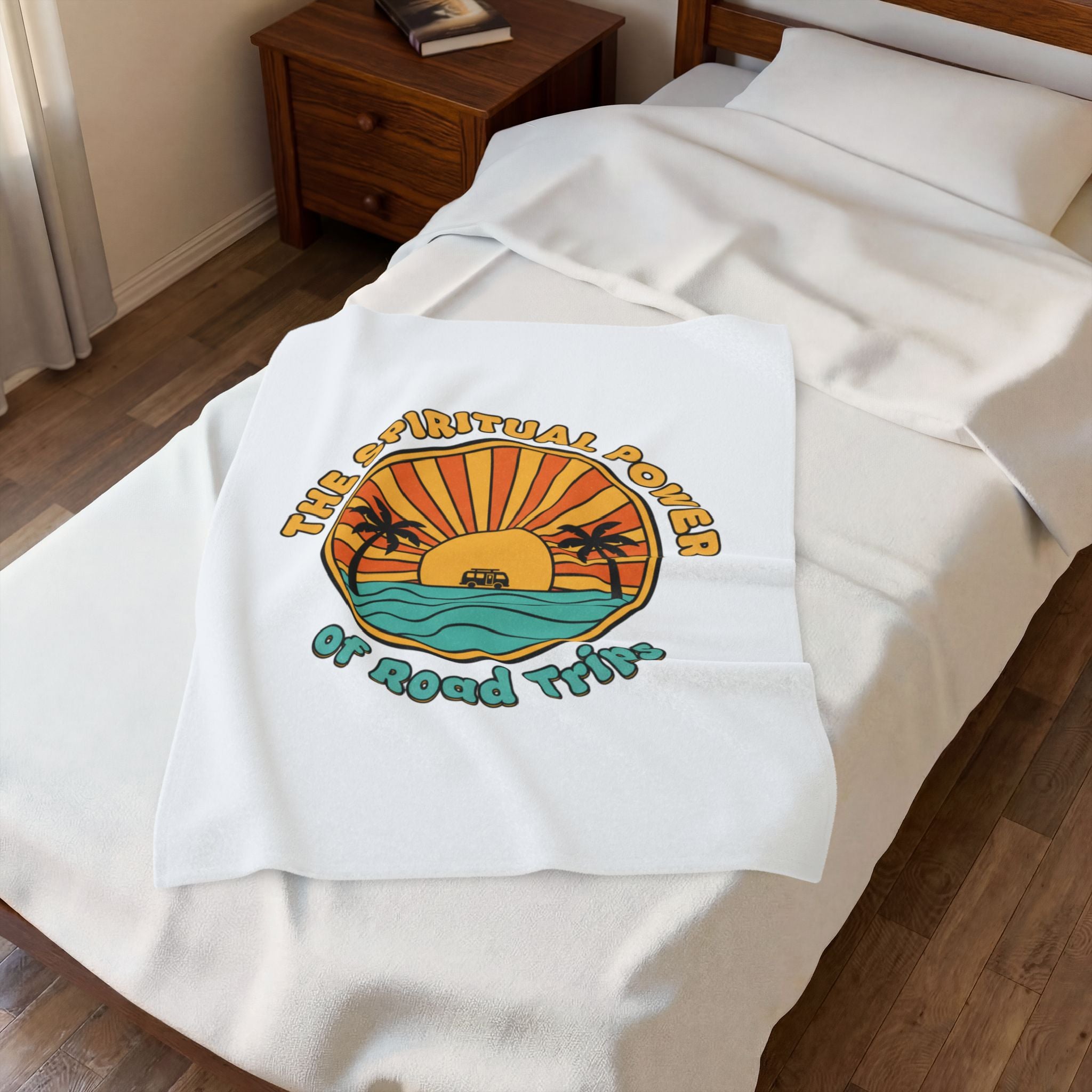 Spiritual Power of Road Trips Blanket | 1970s Sunset Retro Palm Throw
