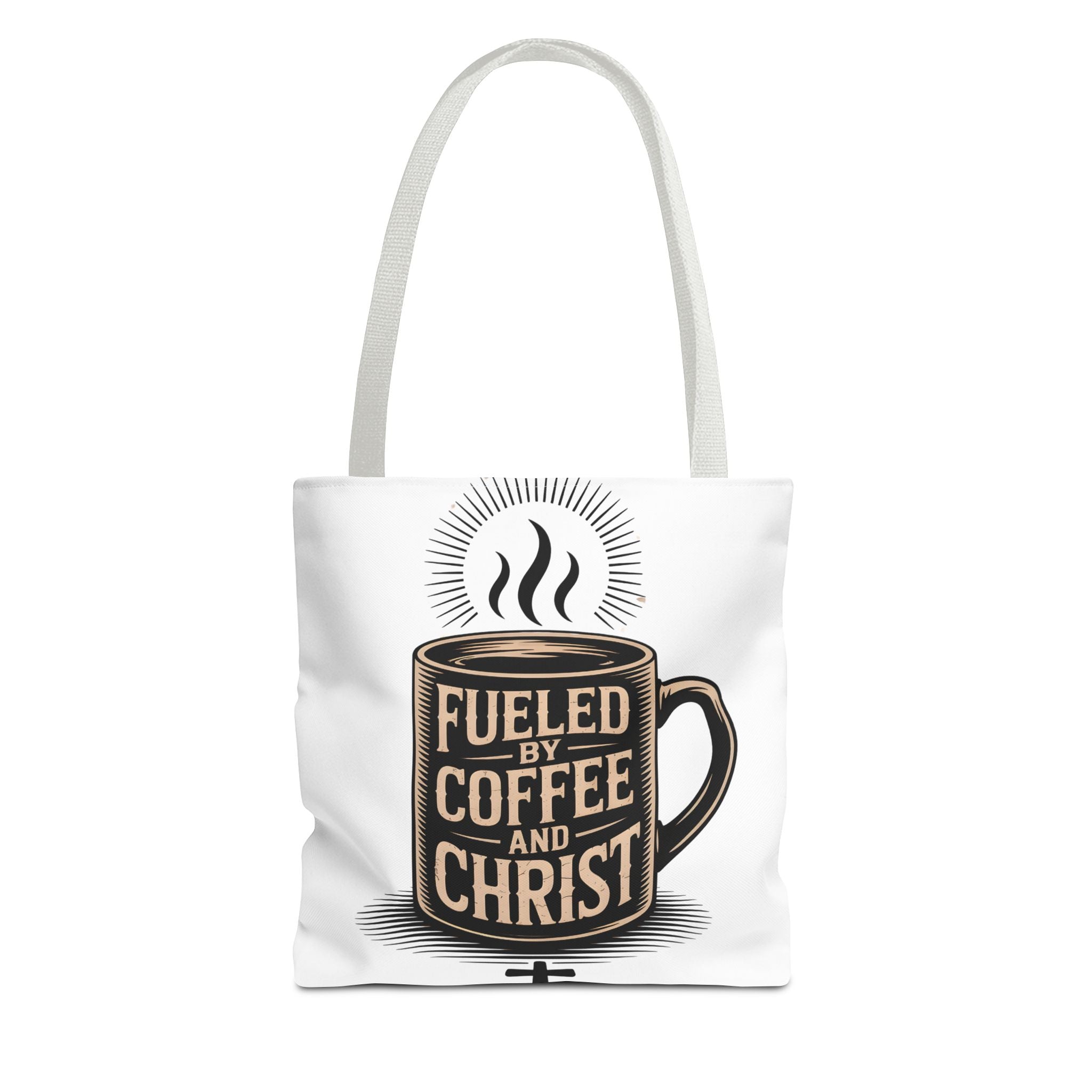 Christian Coffee Tote Bag - "Fueled by Coffee and Christ" Canvas Grocery & Church Bag