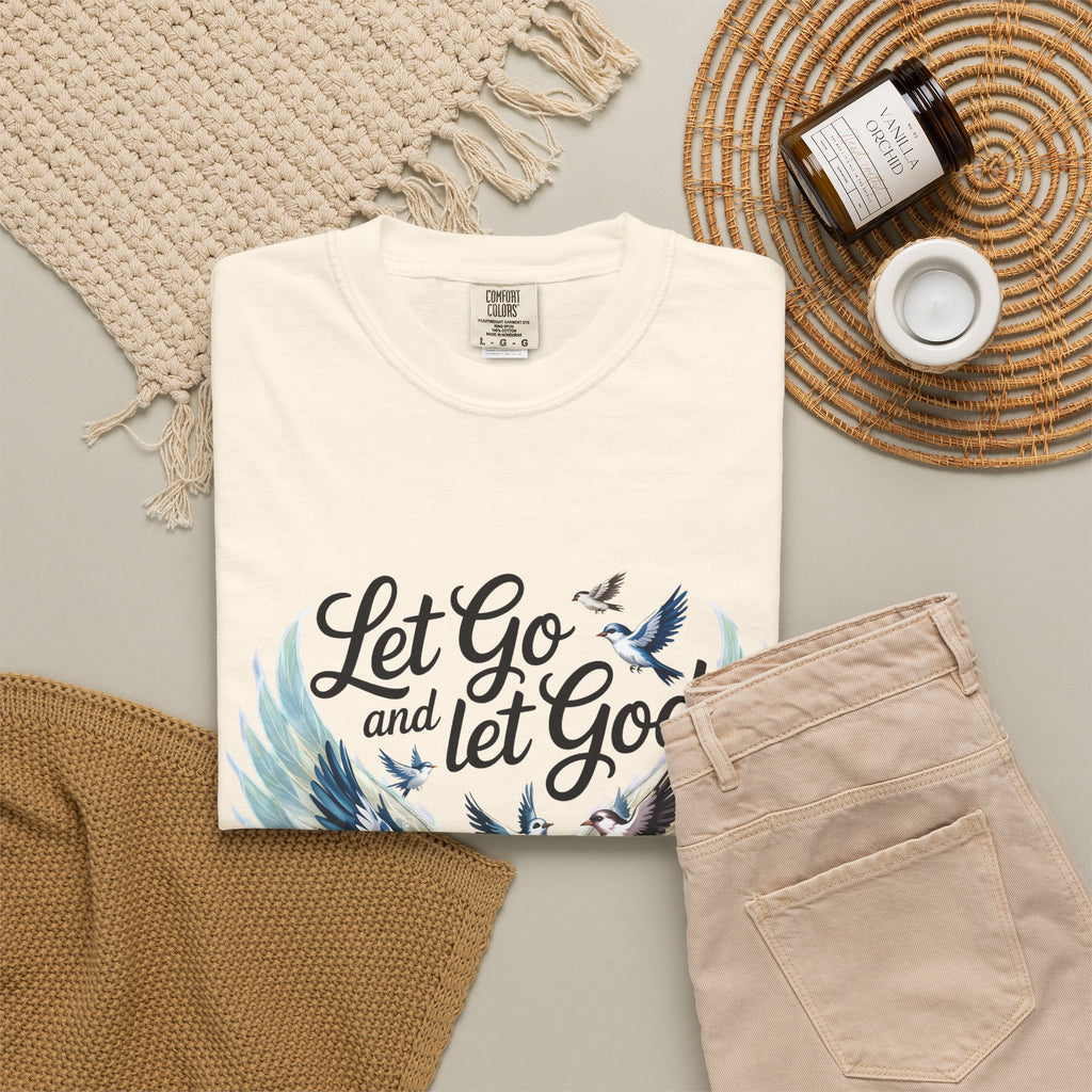 Angel Wings Graphic T-Shirt — Pastel Blue Feather Back Print