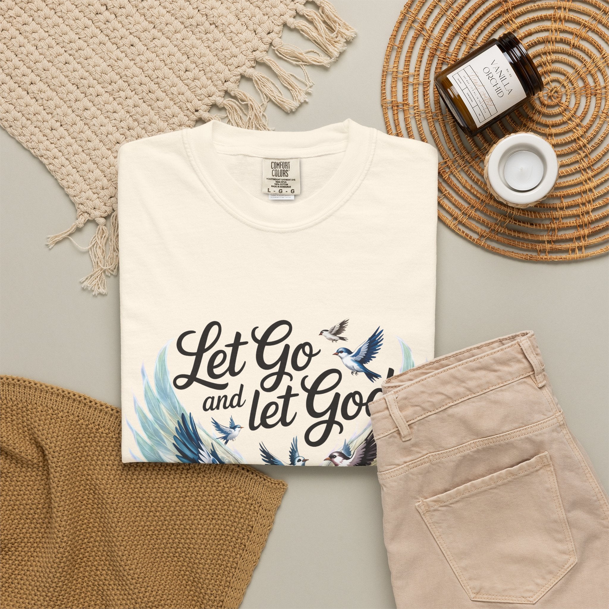 Angel Wings Graphic T-Shirt — Pastel Blue Feather Back Print