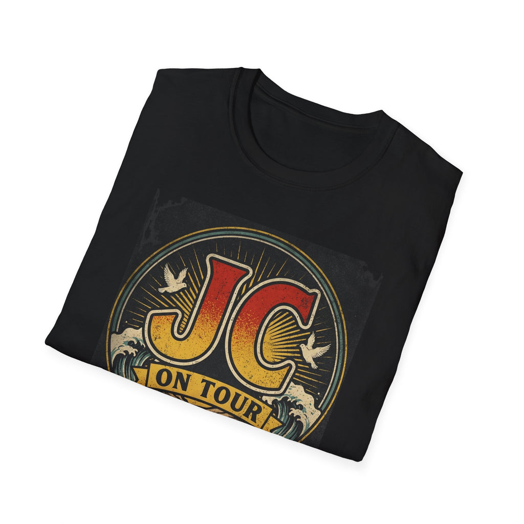 JC On Tour – Follow Jesus Rock ’n’ Roll Christian T-Shirt