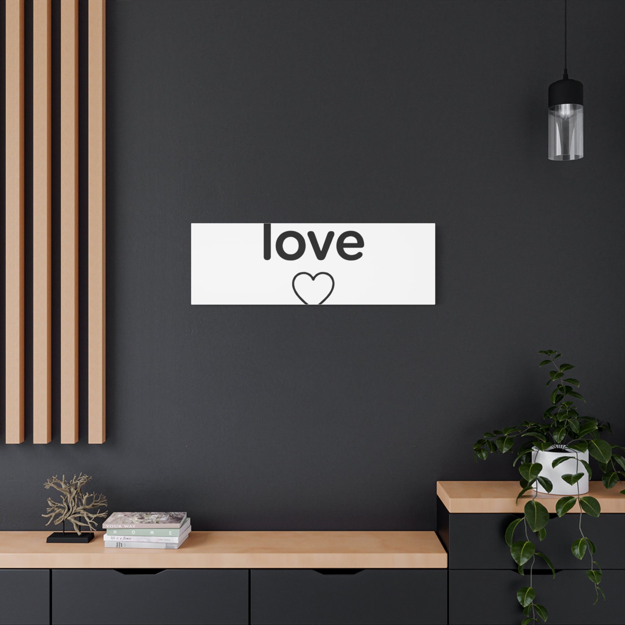 Canvas Wall Art — "love" Heart with "never ends cor. 129" Minimalist Print