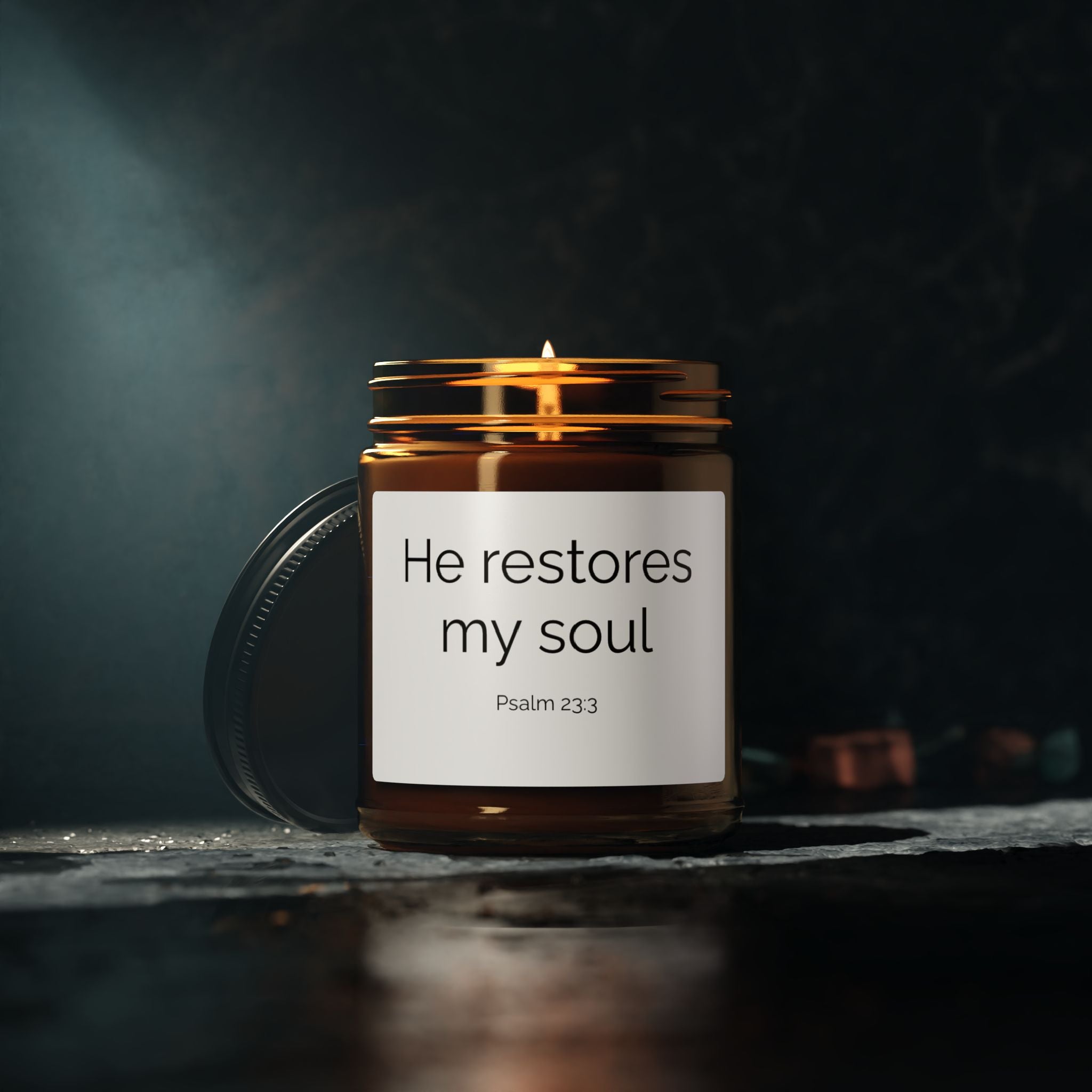 “He restores my soul.” (Psalm 23:3) — Minimalist Soy Candle