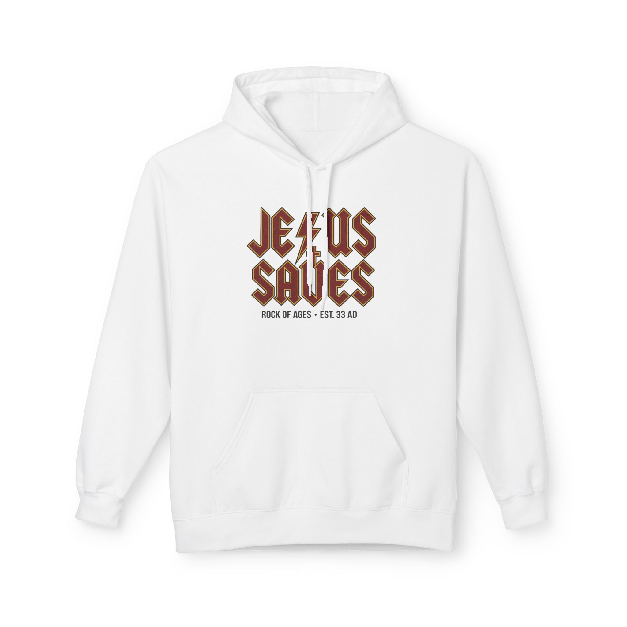 Jesus Saves Hoodie — Rock of Ages Vintage Christian Sweatshirt
