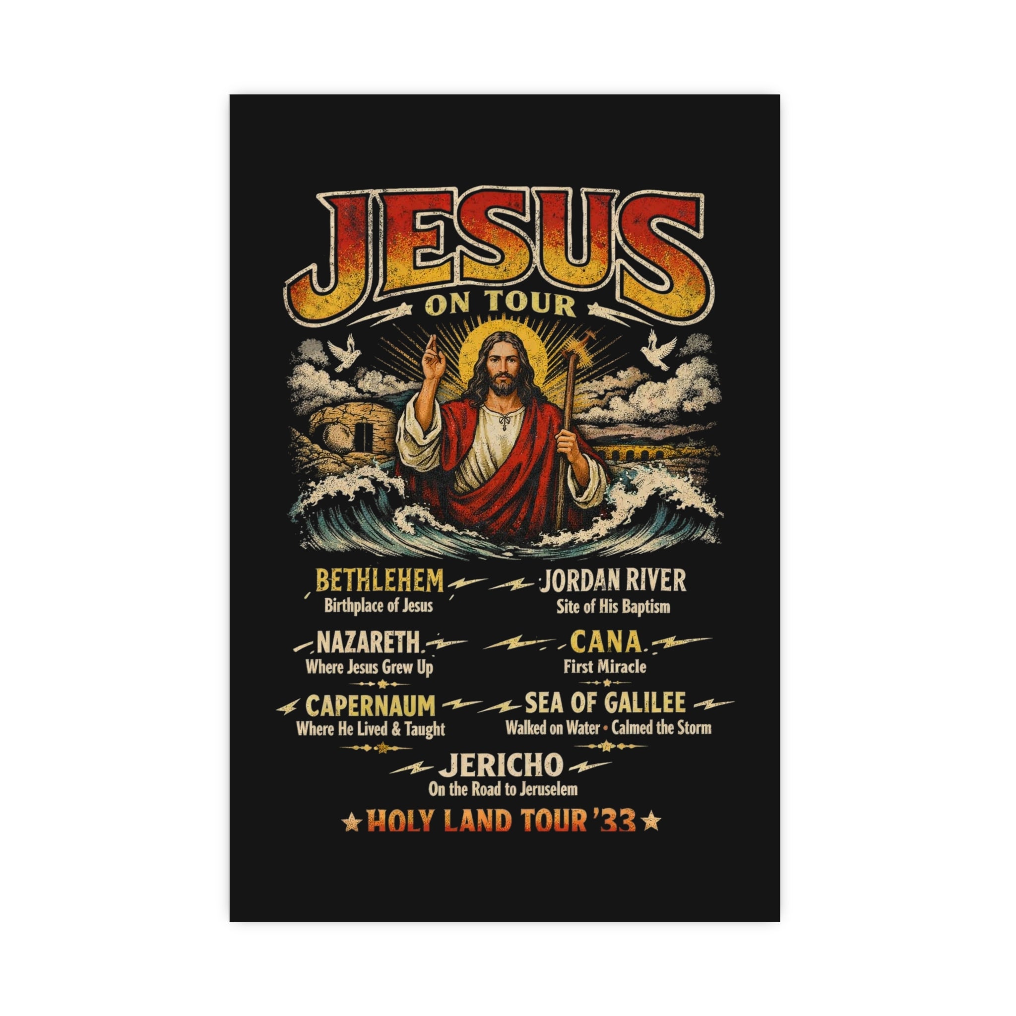 Jesus on Tour Matte Poster — Christian Map Tour Art (Places Jesus Visited)