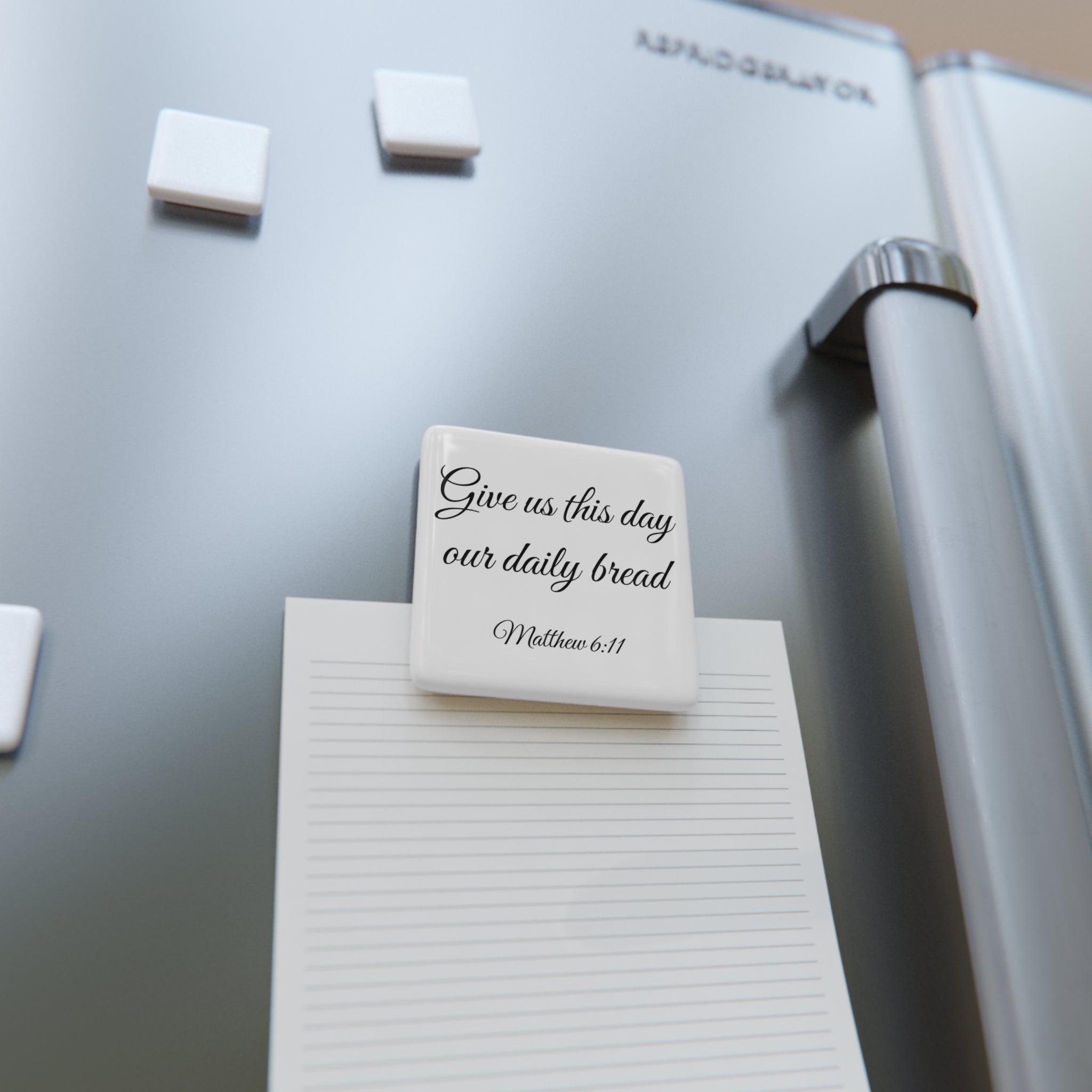 Porcelain Magnet - "Give Us This Day Our Daily Bread" (Matthew 6:11) Inspirational Scripture Magnet