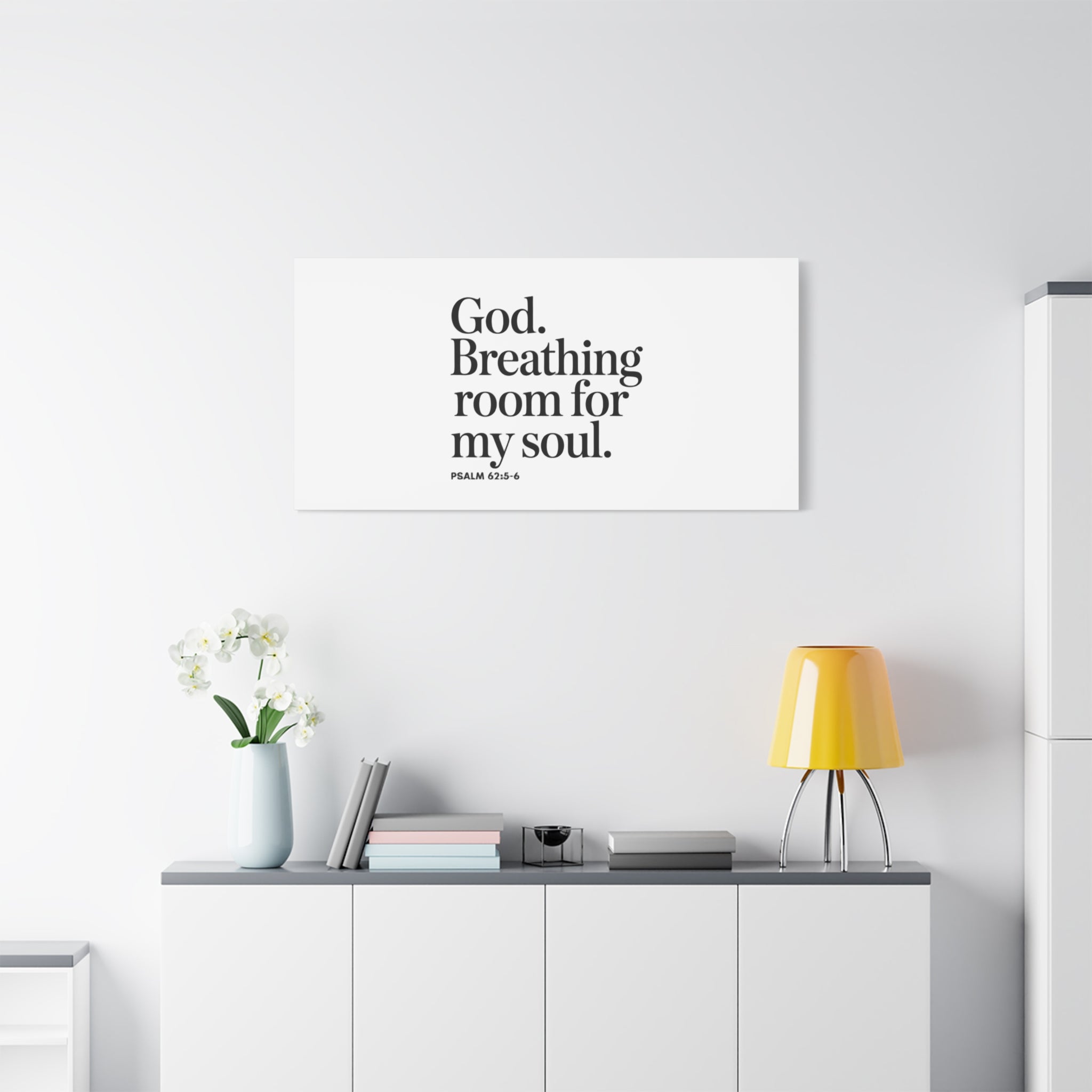God breathing room for my soul Christian Canvas Wall Art — Minimal Heart Quote Stretched Matte Canvas