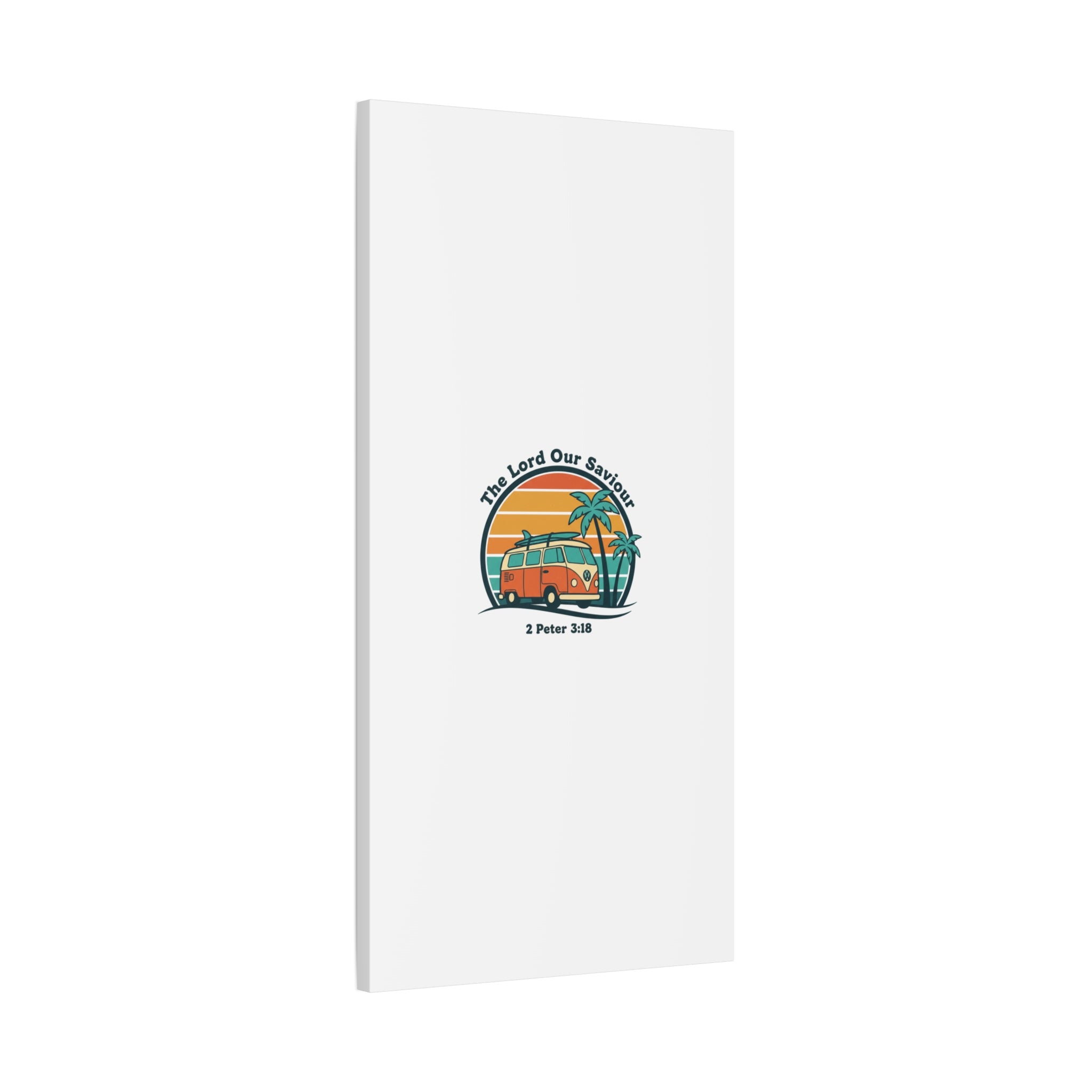 The Lord our Saviour, Retro Surf Sunset Canvas | 70s Van Palm Postcard, Analog Sunshine Aesthetic