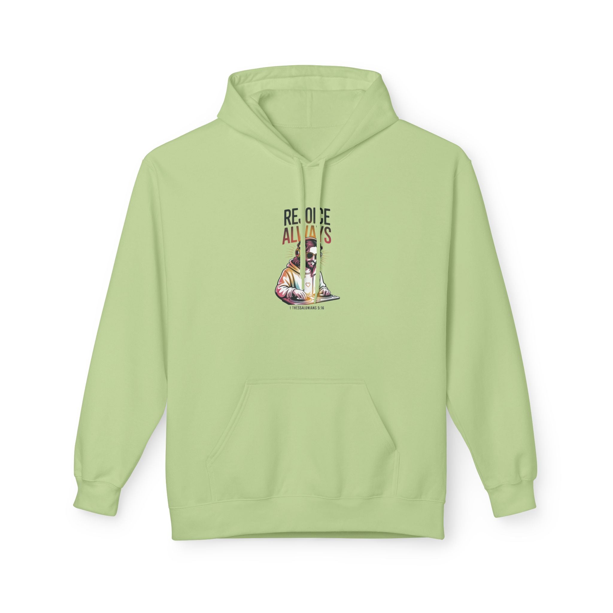 Christian Hoodie — "Rejoice Always" Modern Day Jesus Graphic Pullover
