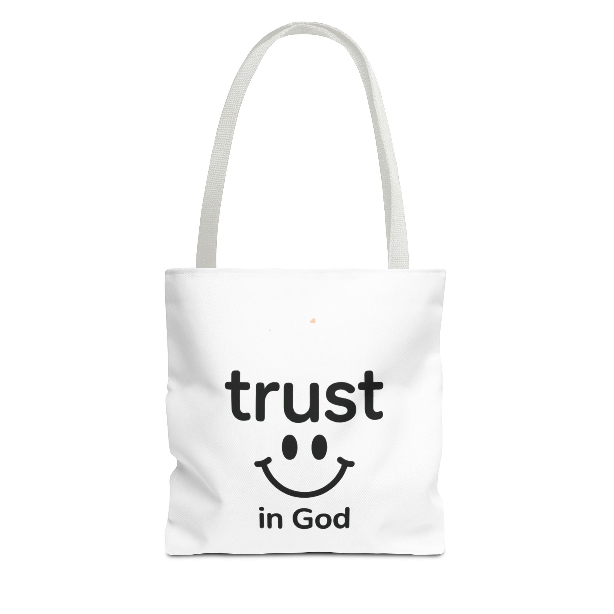 Faith Smile Tote Bag — "Trust in God" Inspirational Canvas Tote
