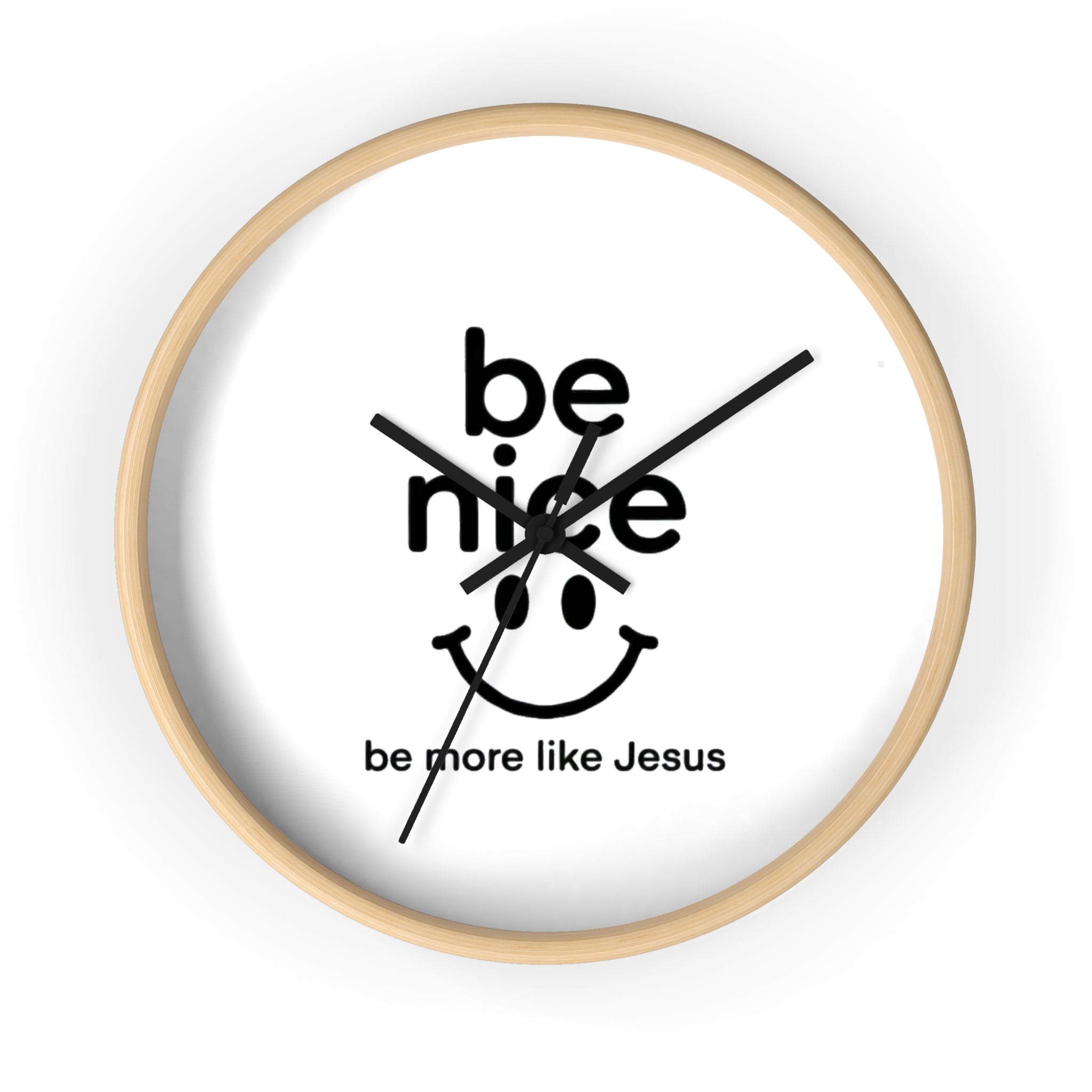 Wall Clock — “Be Nice” Christian Smiley Inspirational Wall Clock (Be More Like Jesus)