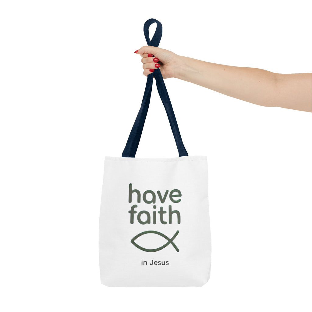 Have Faith in Jesus Tote Bag — Christian Fish Symbol Canvas Tote