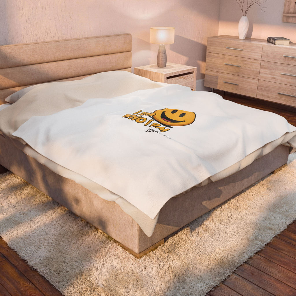 Plush Blanket — "I Am Who I Am" Smiley Bible Verse (Exodus 3:14)