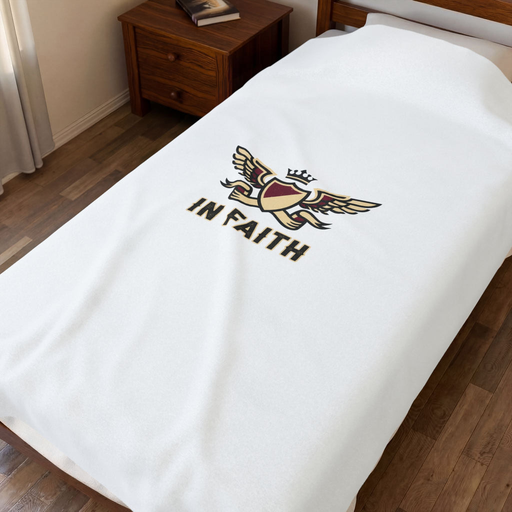 Plush Blanket — 'In Faith' Crest Velveteen Throw