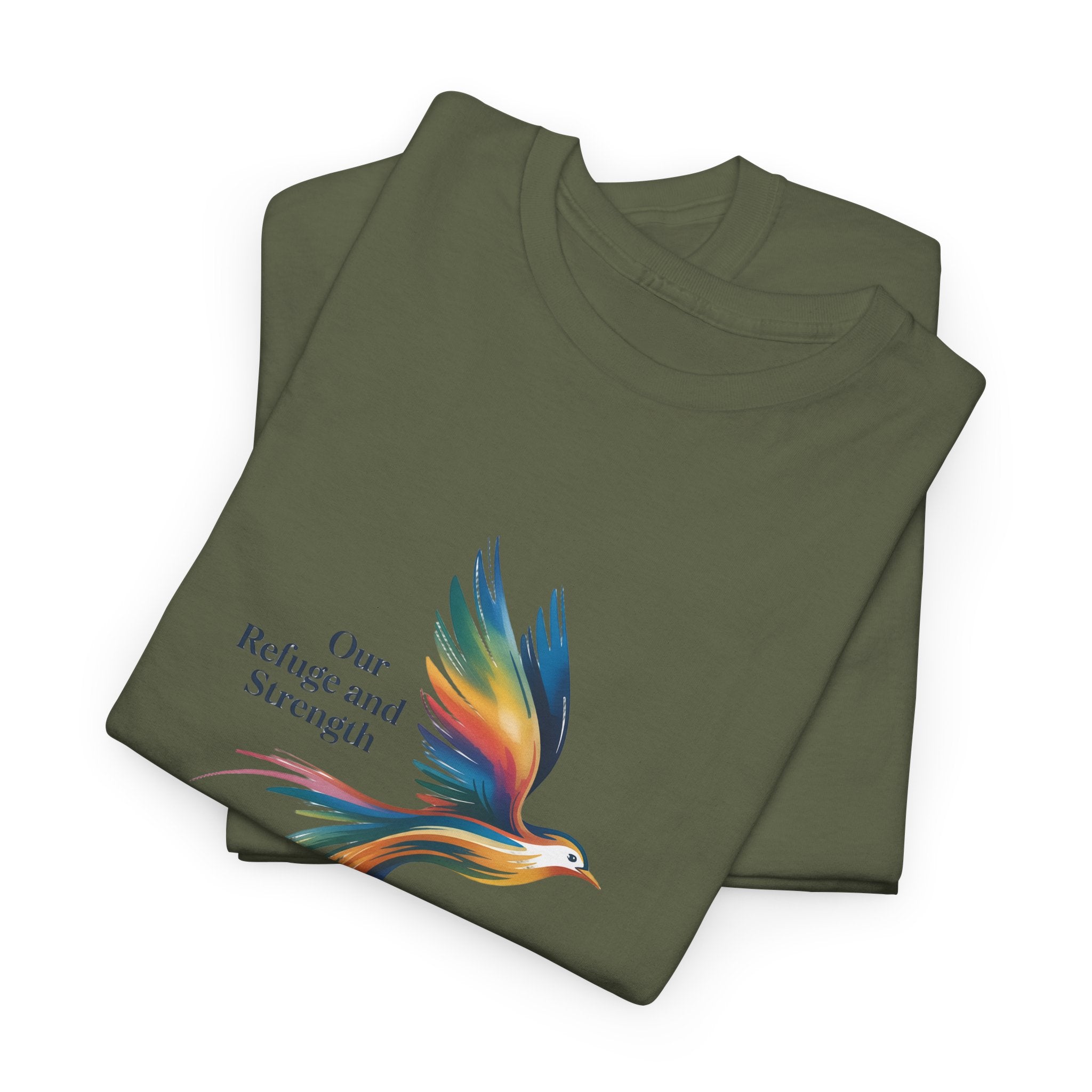 Psalm Bird Tee — "Our Refuge and Our Strength" Christian T-Shirt