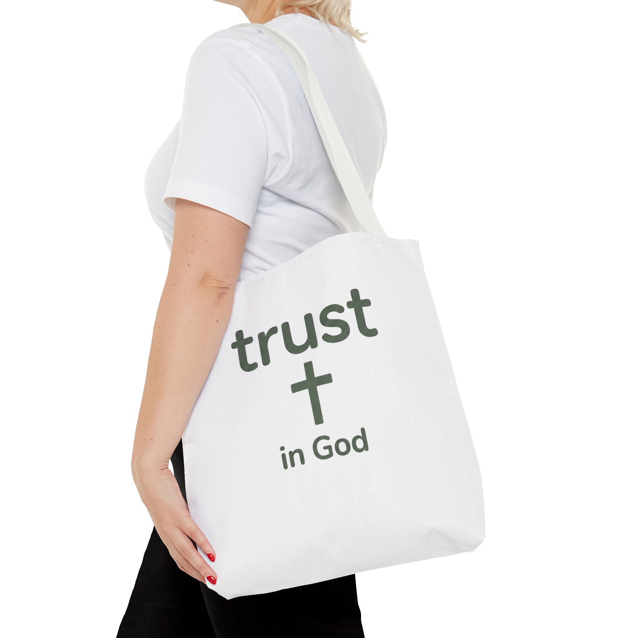 Faith Tote Bag — "Trust in God" Canvas Carryall with Cross