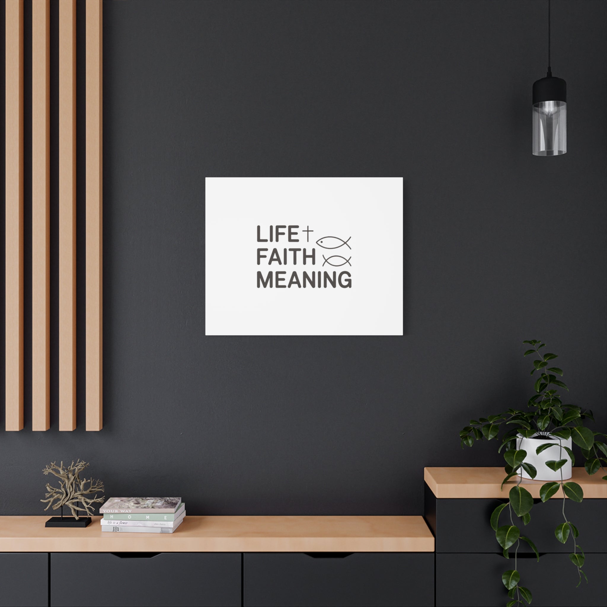 Faith Wall Canvas - "Life + Faith = Meaning" Minimal Christian Art
